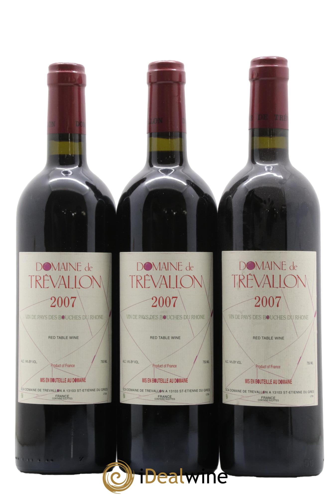 VDP Bouches du Rhône Trévallon (Domaine de) Eloi Dürrbach 2007 - Lot de 3 bouteilles - 0