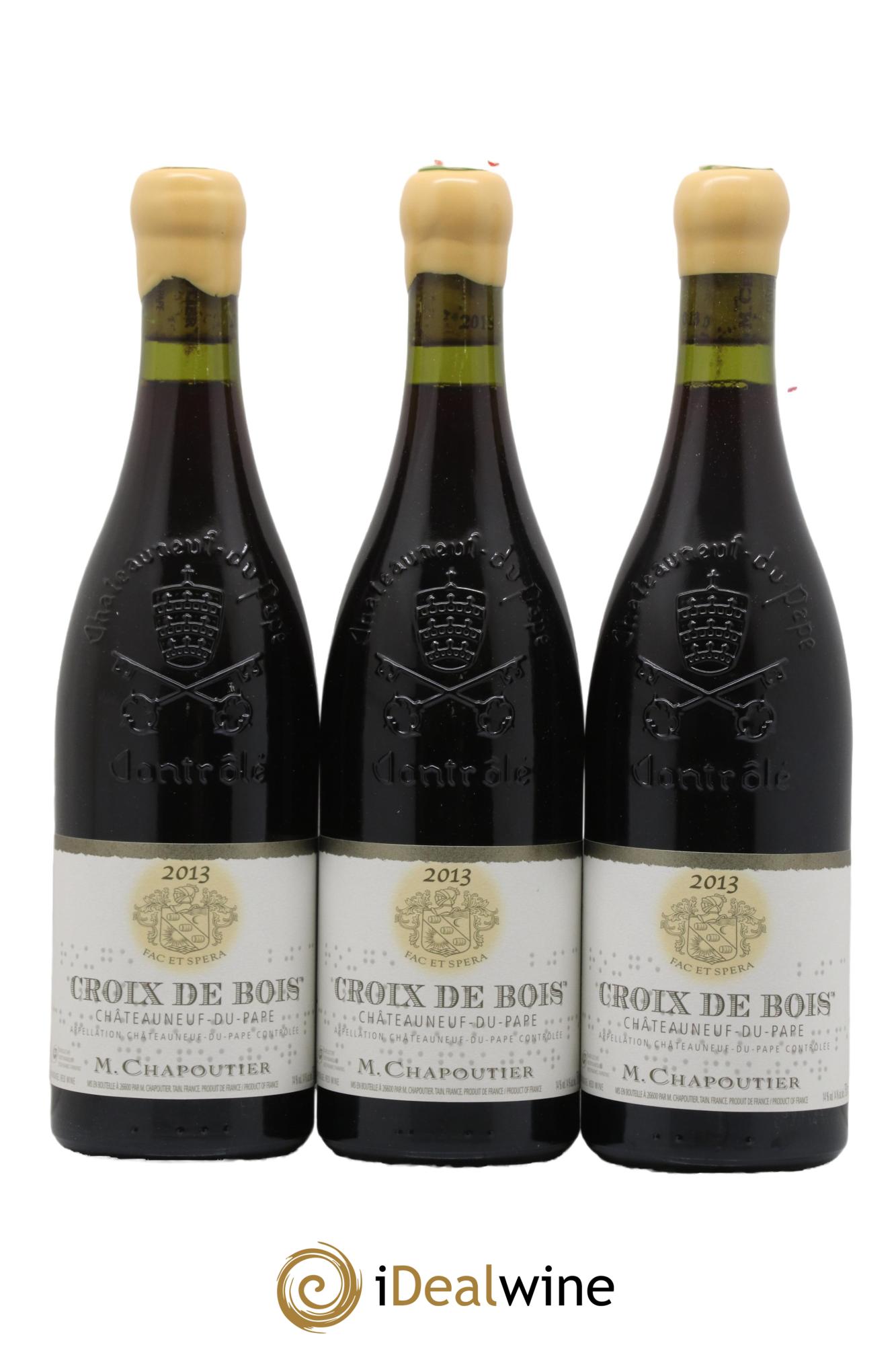 Châteauneuf-du-Pape Croix de Bois Chapoutier  2013 - Lot of 3 bottles - 0