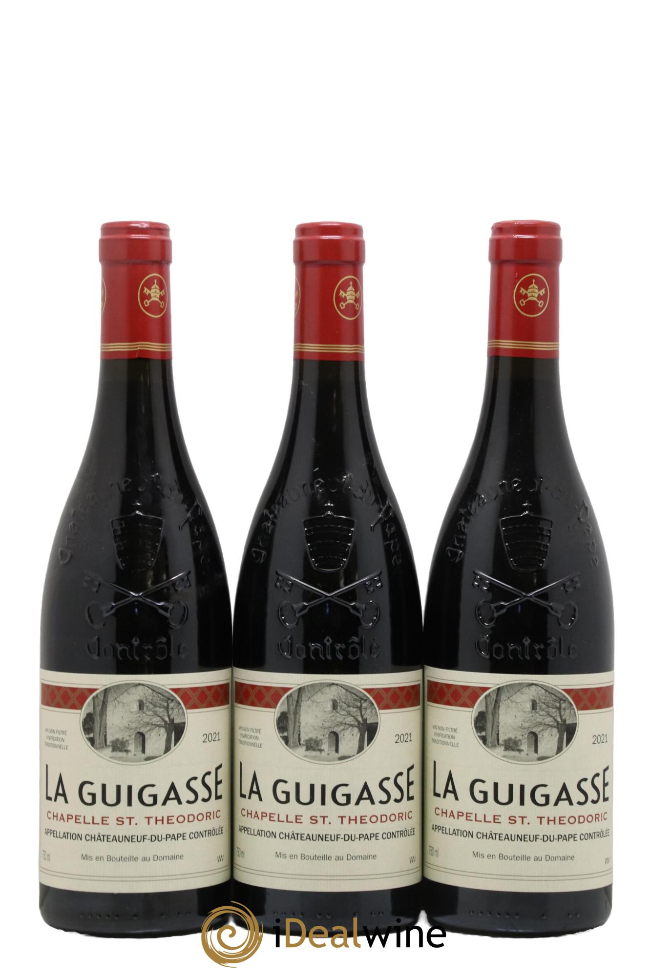 Châteauneuf-du-Pape Guigasse Chapelle Saint Theodoric 2021 - Lot of 3 bottles - 0