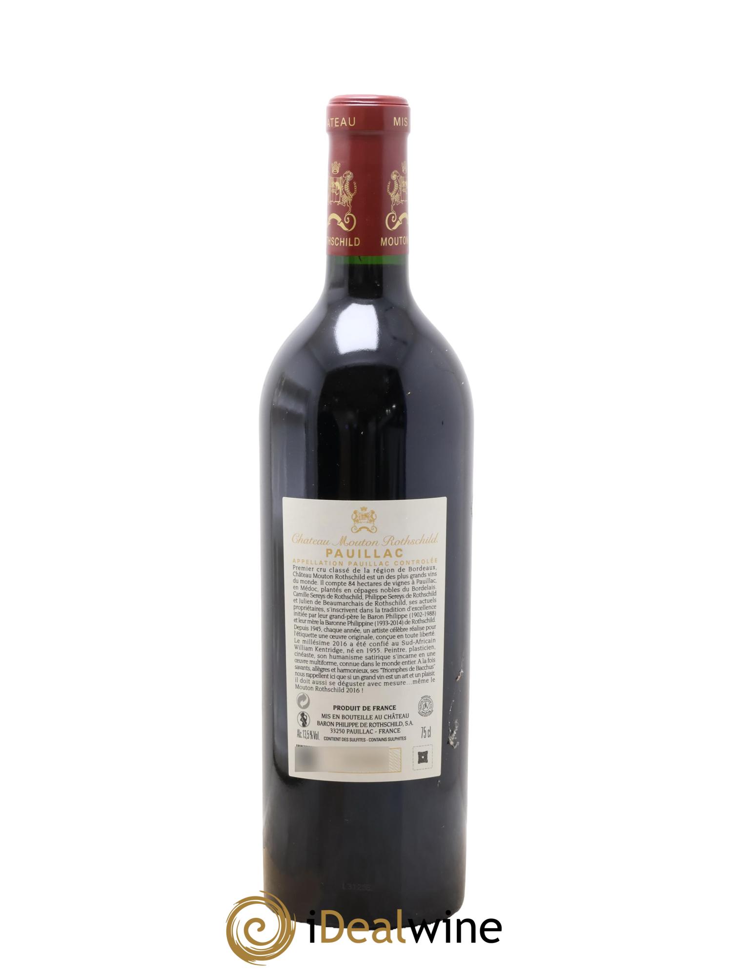 Château Mouton Rothschild 1er Grand Cru Classé 2016 - Lot de 1 bouteille - 1