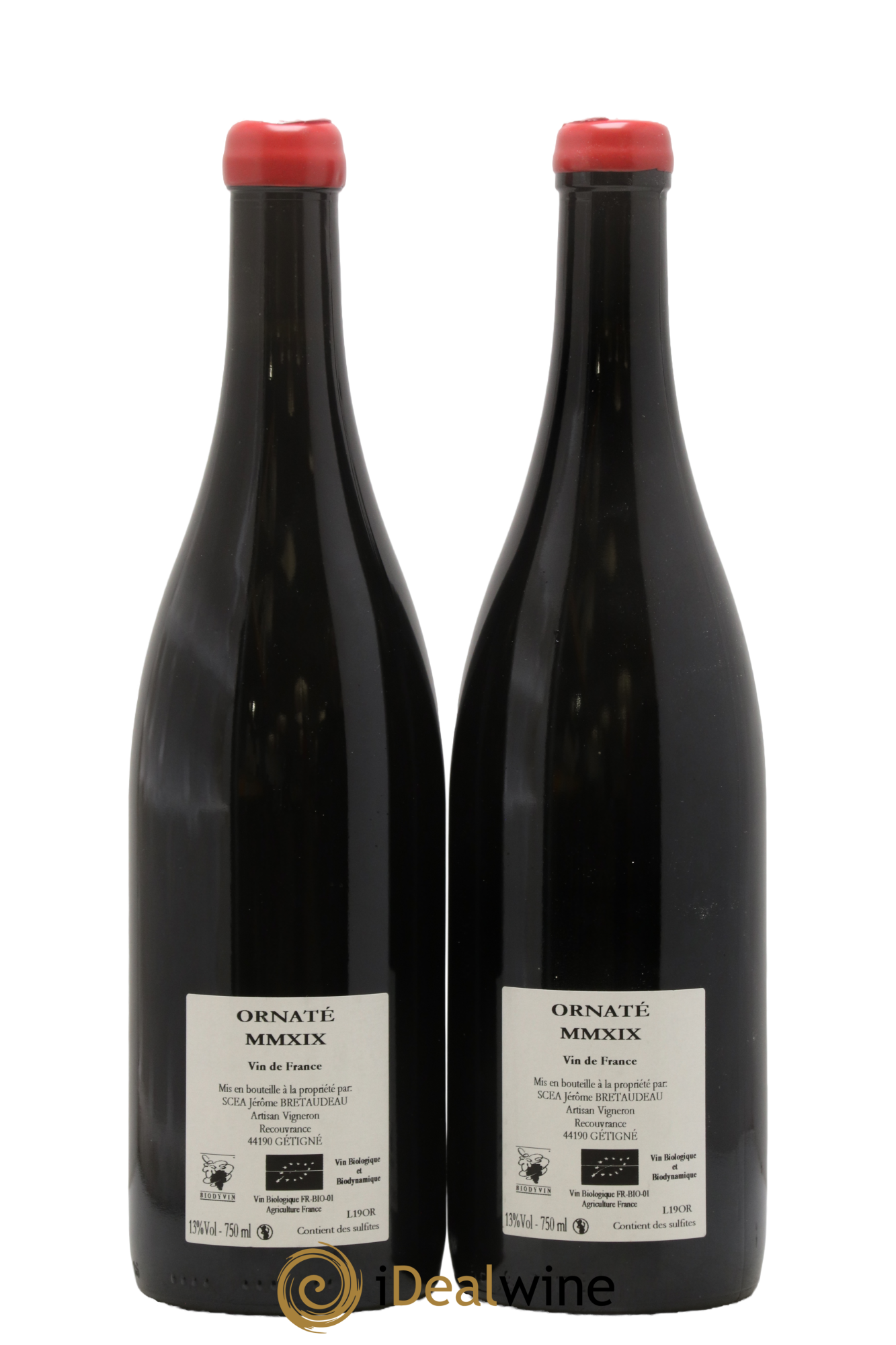 Vin de France Merlot Ornaté Jérôme Bretaudeau - Domaine de Bellevue 2019 - Lot of 2 bottles - 1