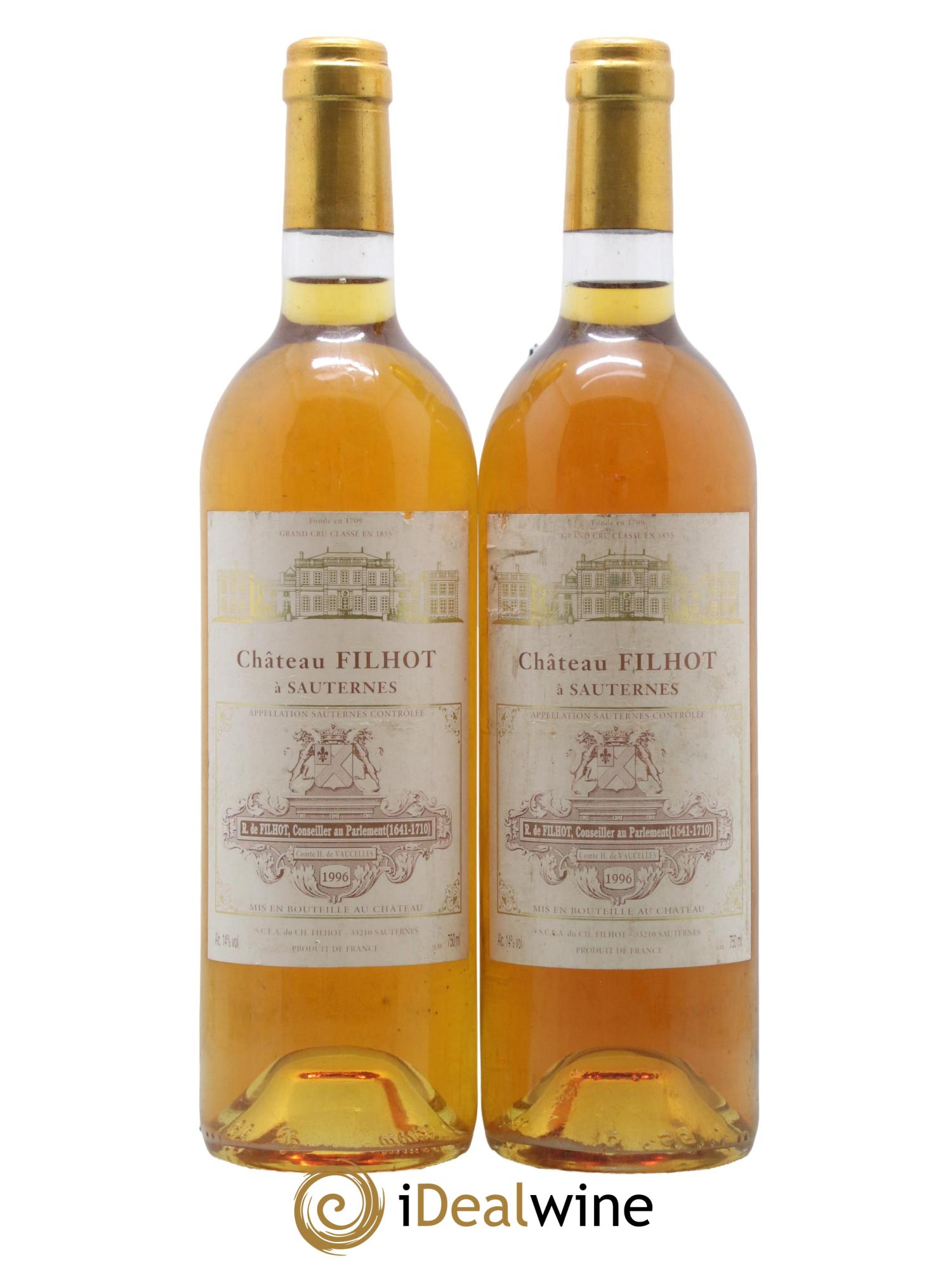 Château Filhot 2ème Grand Cru Classé 1996 - Lotto di 2 bottiglie - 0