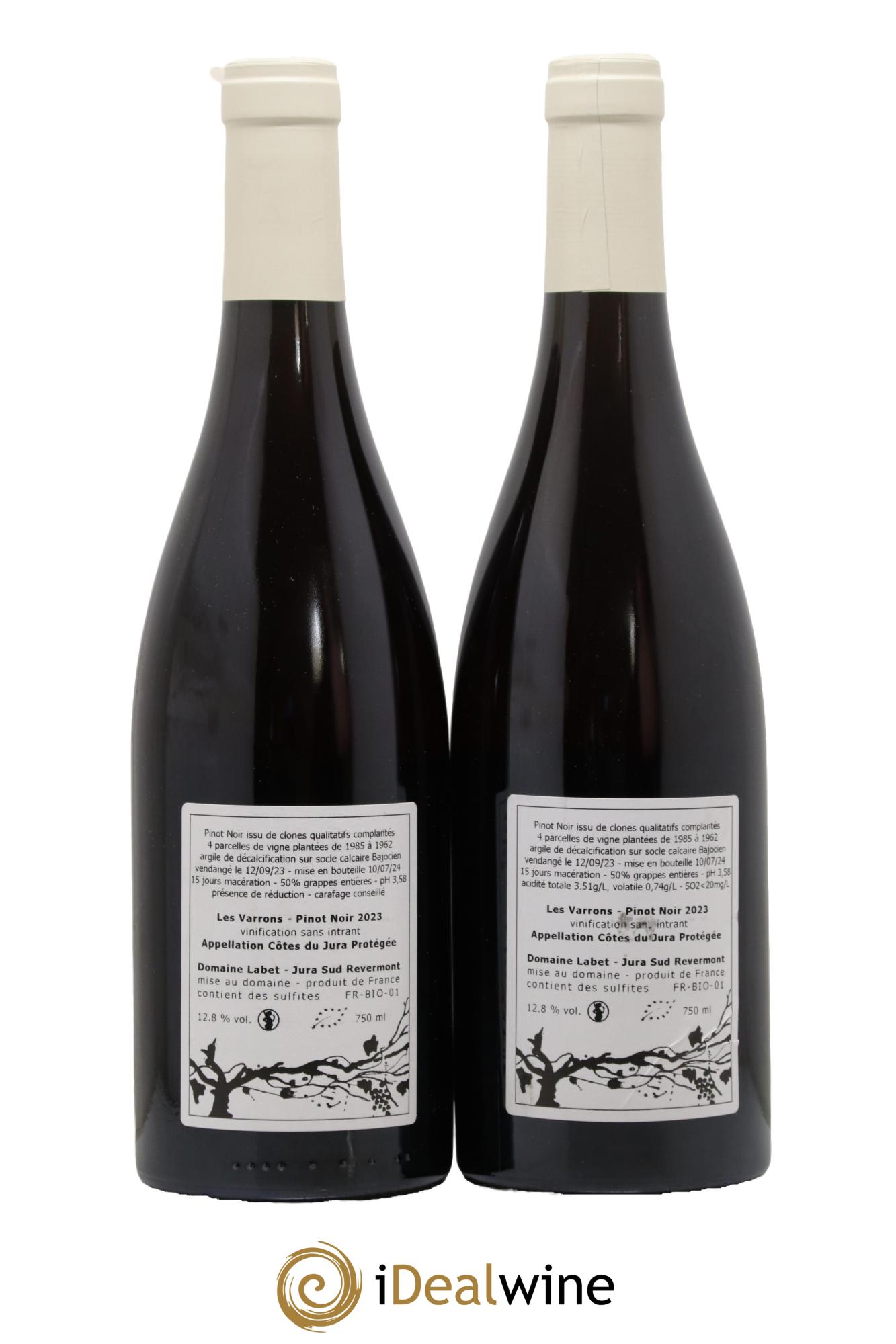 Côtes du Jura Pinot Noir Les Varrons Sélection Massale Romain - Julien  - Charline Labet 2023 - Lotto di 2 bottiglie - 1