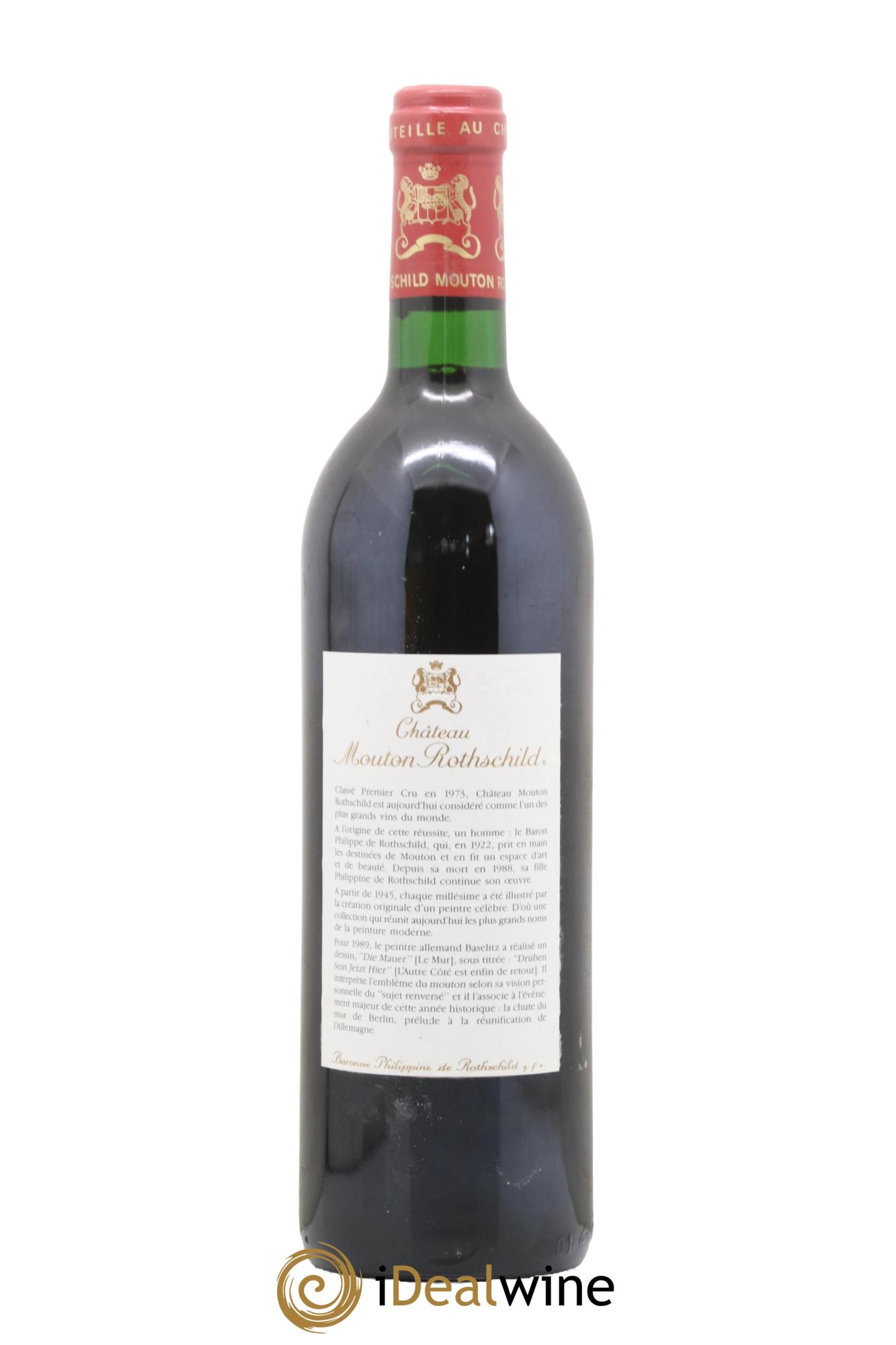 Château Mouton Rothschild 1er Grand Cru Classé 1989 - Lot de 1 bouteille - 1