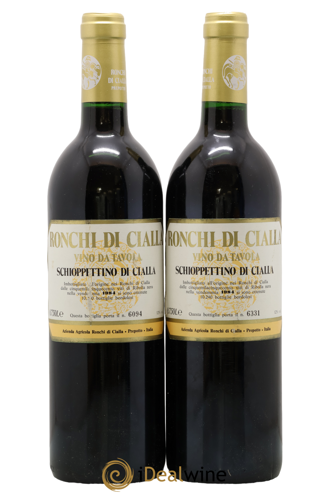 Frioul Colli Orientali del Friuli IGT Schioppettino di Cialla Azienda Agricola Ronchi di Cialla 1984 - Lot of 2 bottles - 0