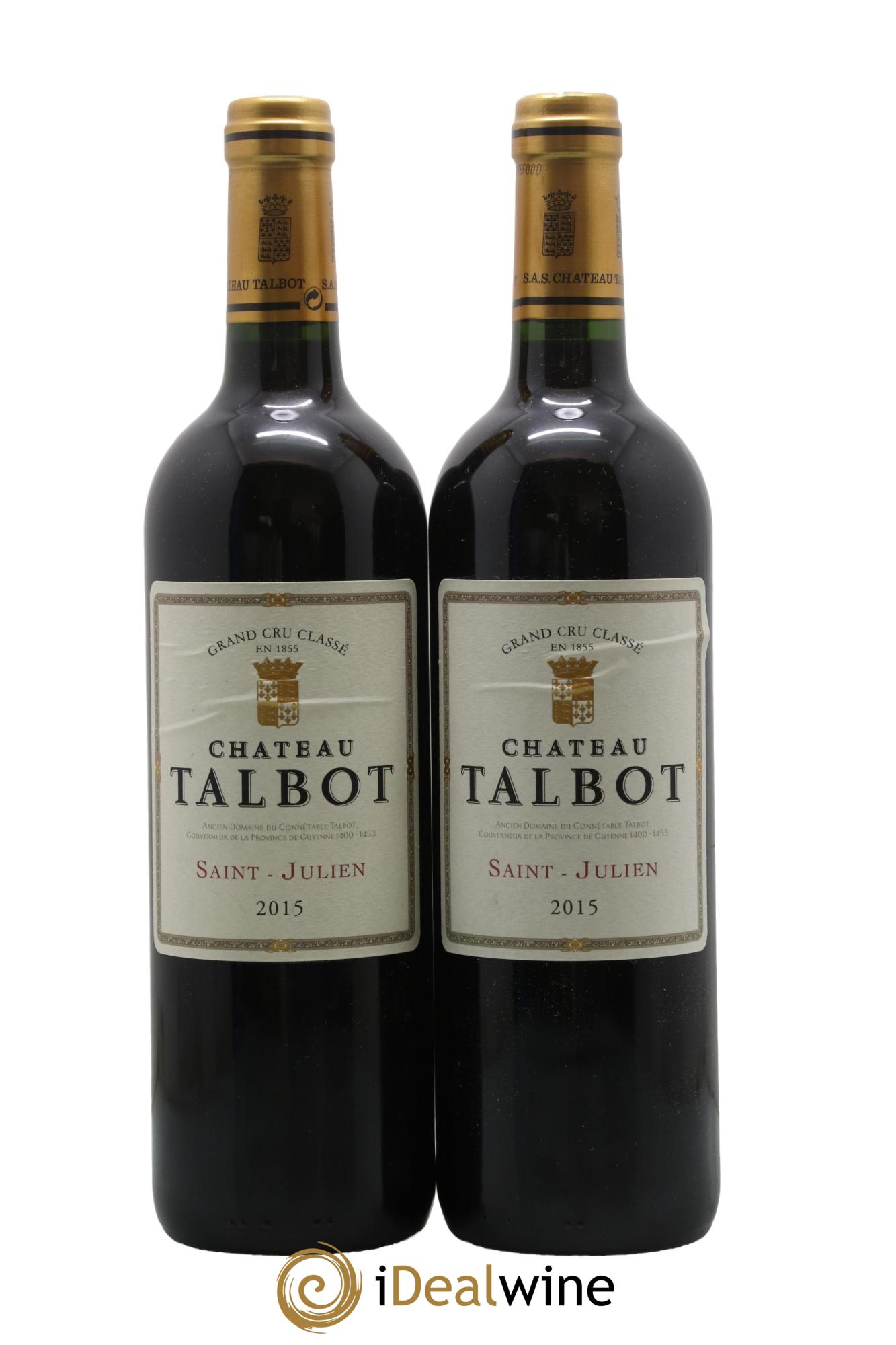 Château Talbot 4ème Grand Cru Classé 2015 - Lotto di 2 bottiglie - 0