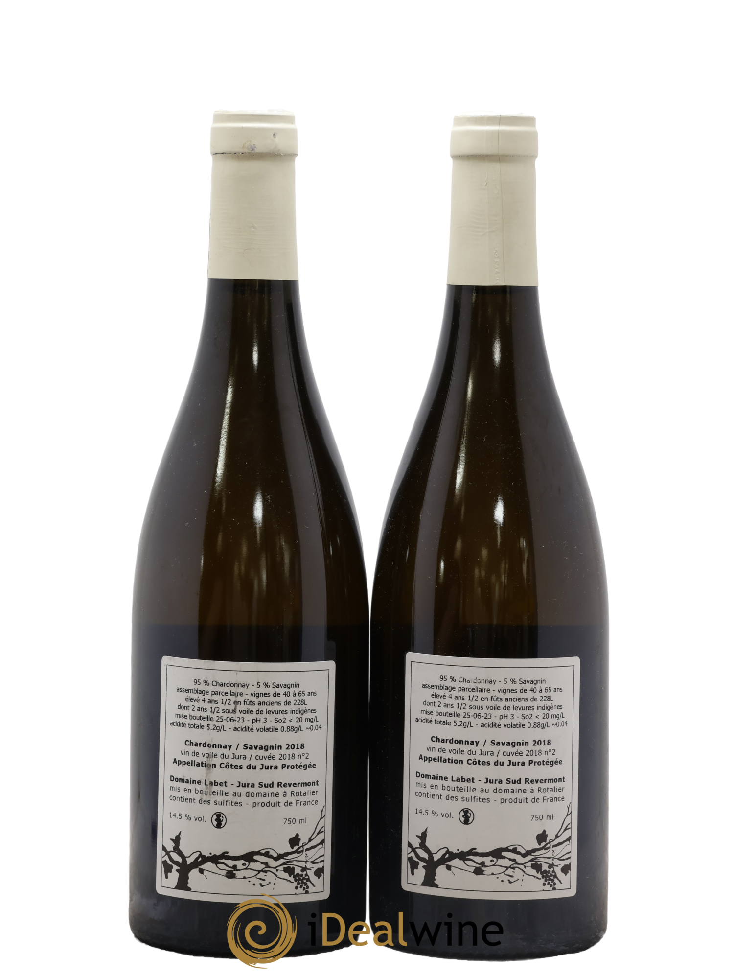 Côtes du Jura Vin de Voile Chardonnay-Savagnin Romain - Julien  - Charline Labet Cuvee n°2 2018 - Posten von 2 Flaschen - 1
