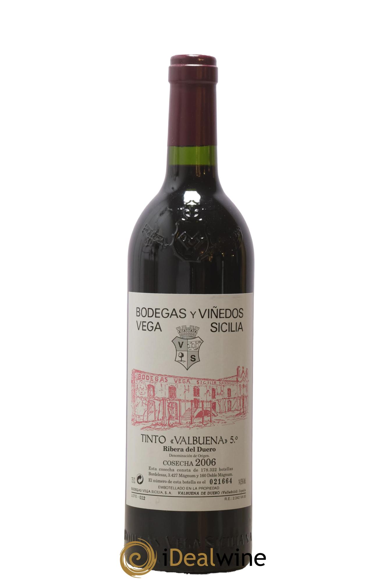 Ribera Del Duero DO Vega Sicilia Valbuena 5 ano Famille Alvarez 2006 - Lot de 1 bouteille - 0