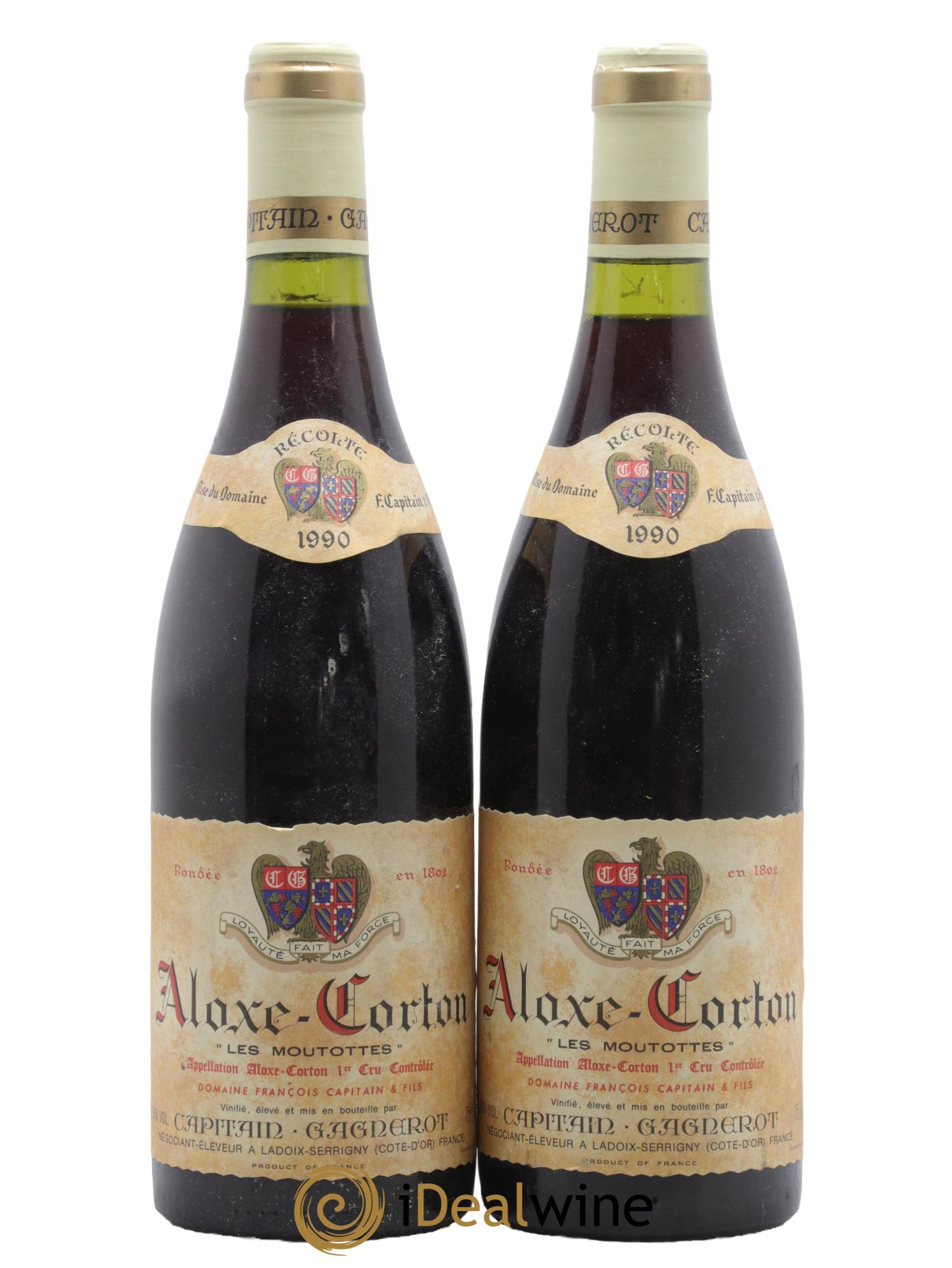 Aloxe-Corton 1er Cru Les Moutottes Capitain Gagnerot 1990 - Lot de 2 bouteilles - 0