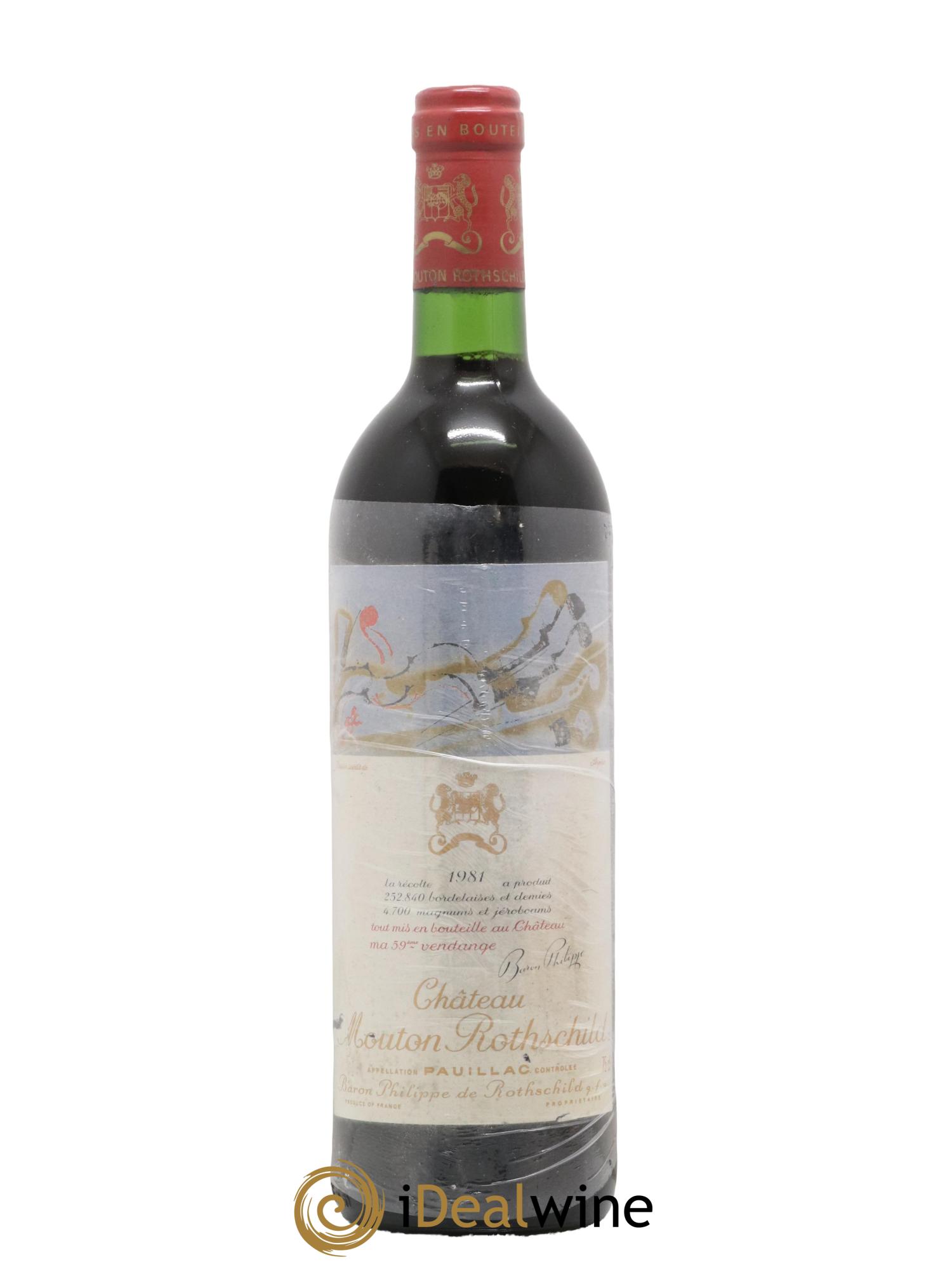 Château Mouton Rothschild 1er Grand Cru Classé 1981 - Lot de 1 bouteille - 0