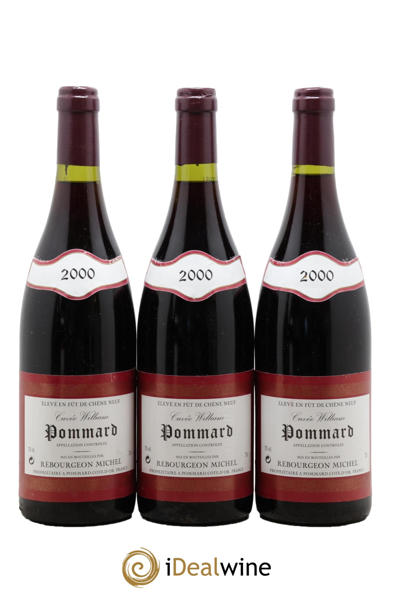 Pommard Cuvée William Michel Rebourgeon 2000 - Lot de 3 bouteilles - 0