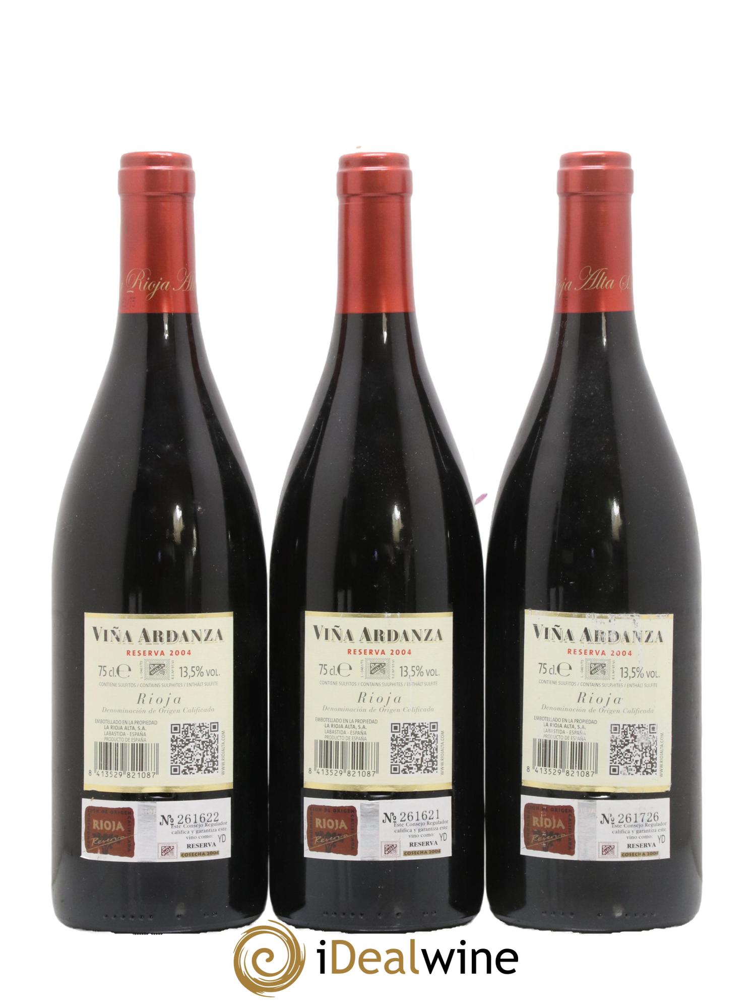 Rioja DOCa Vina Ardanza Reserva La Rioja Alta 2004 - Posten von 3 Flaschen - 1