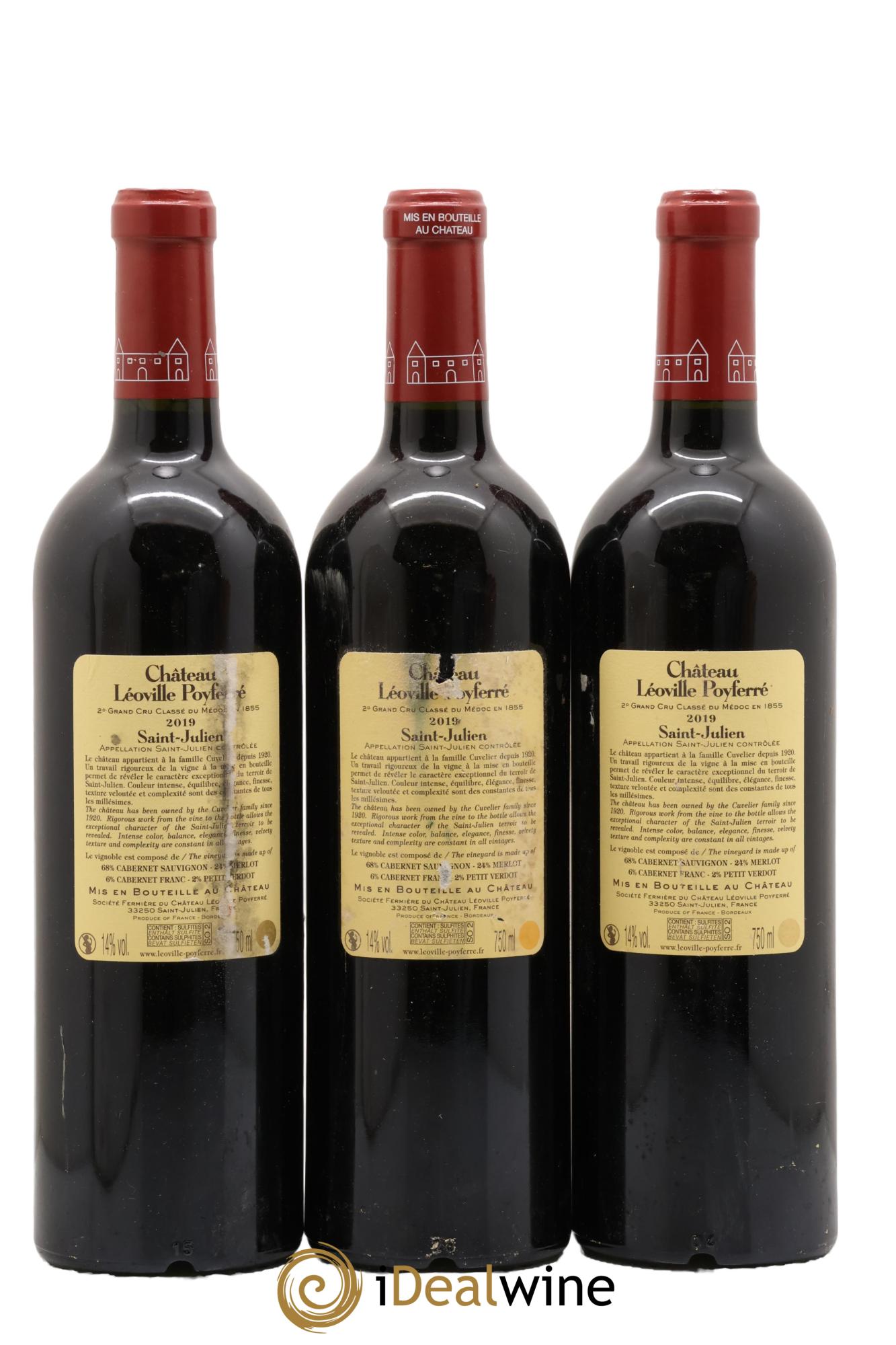 Château Léoville Poyferré 2ème Grand Cru Classé 2019 - Lot of 3 bottles - 1