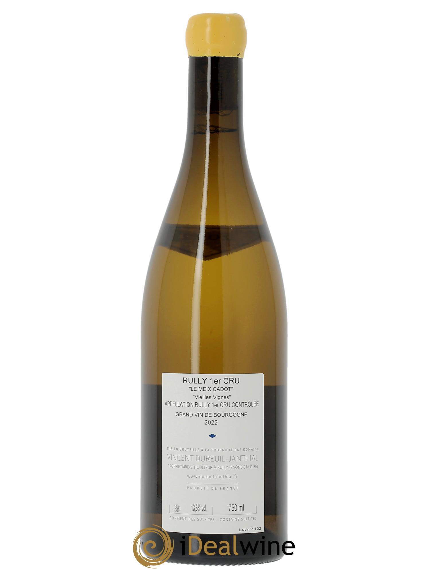 Rully 1er Cru Le Meix Cadot Vieilles Vignes Vincent Dureuil-Janthial 2022 - Lot de 1 bouteille - 1
