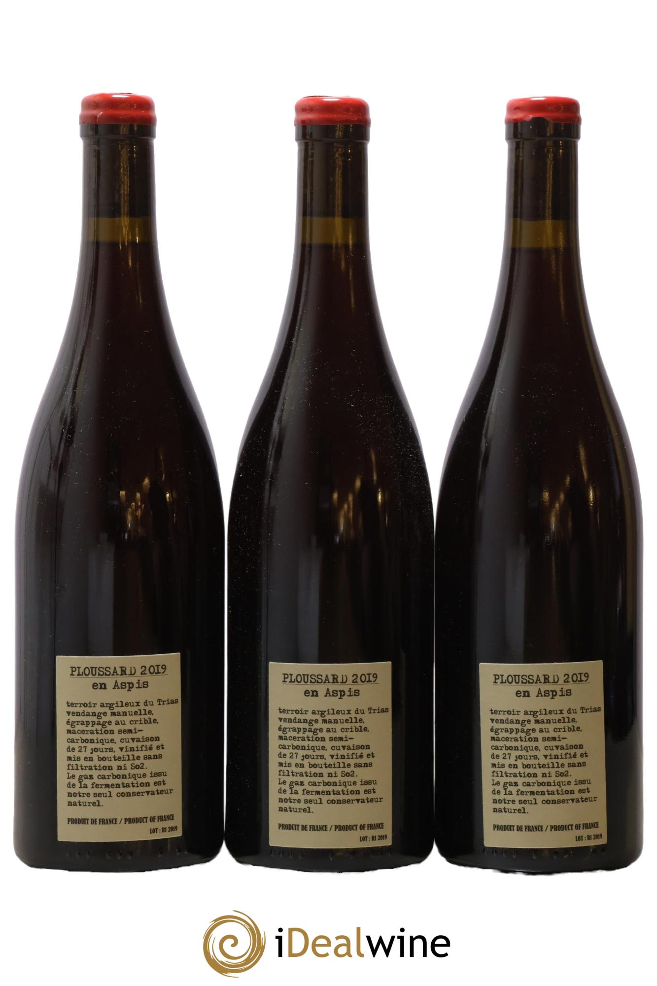 Arbois-Pupillin Ploussard En Aspis Adeline Houillon & Renaud Bruyère 2019 - Lot de 3 bouteilles - 1