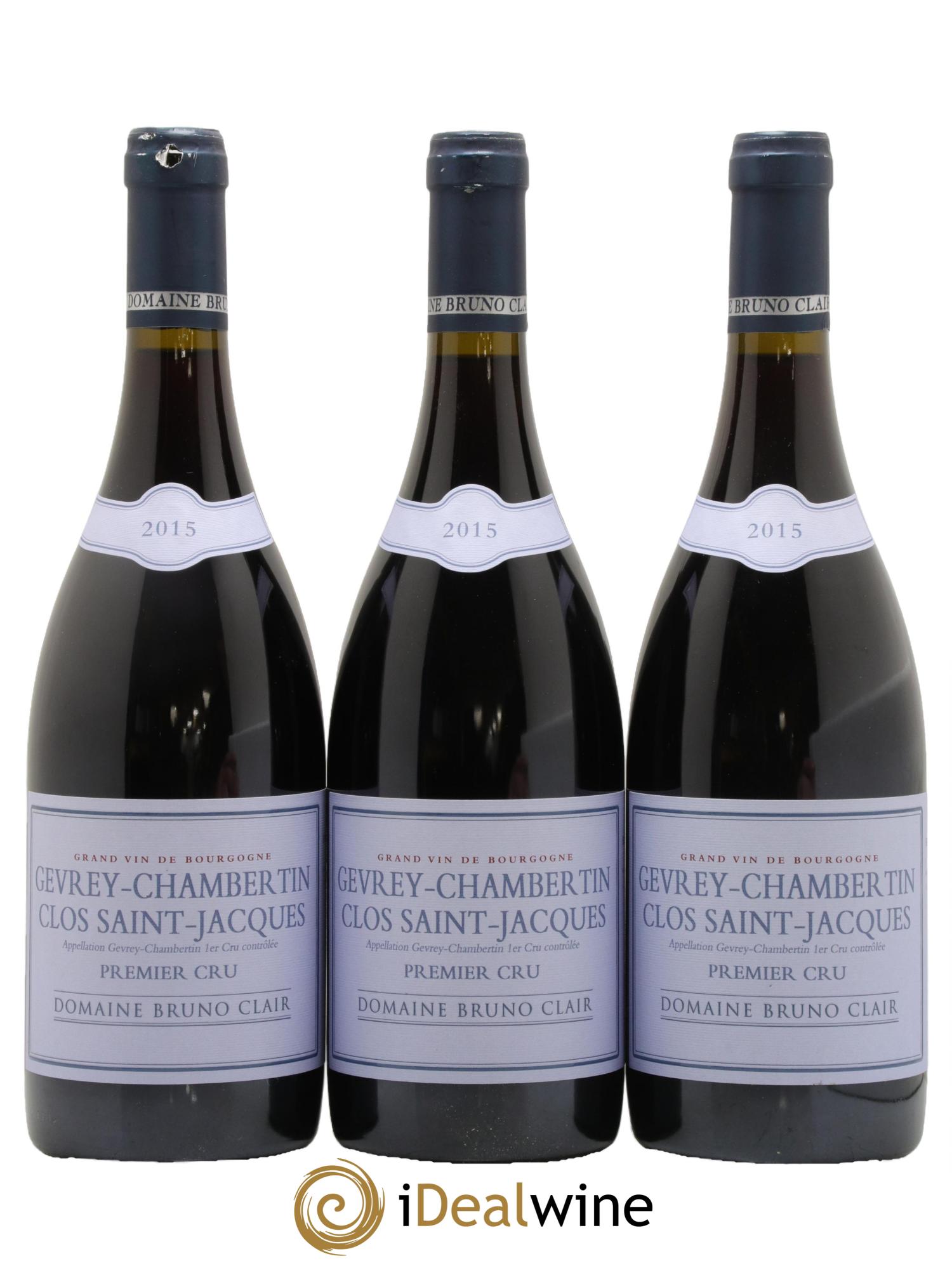 Gevrey-Chambertin 1er Cru Clos Saint-Jacques Bruno Clair (Domaine) 2015 - Lot de 3 bouteilles - 0