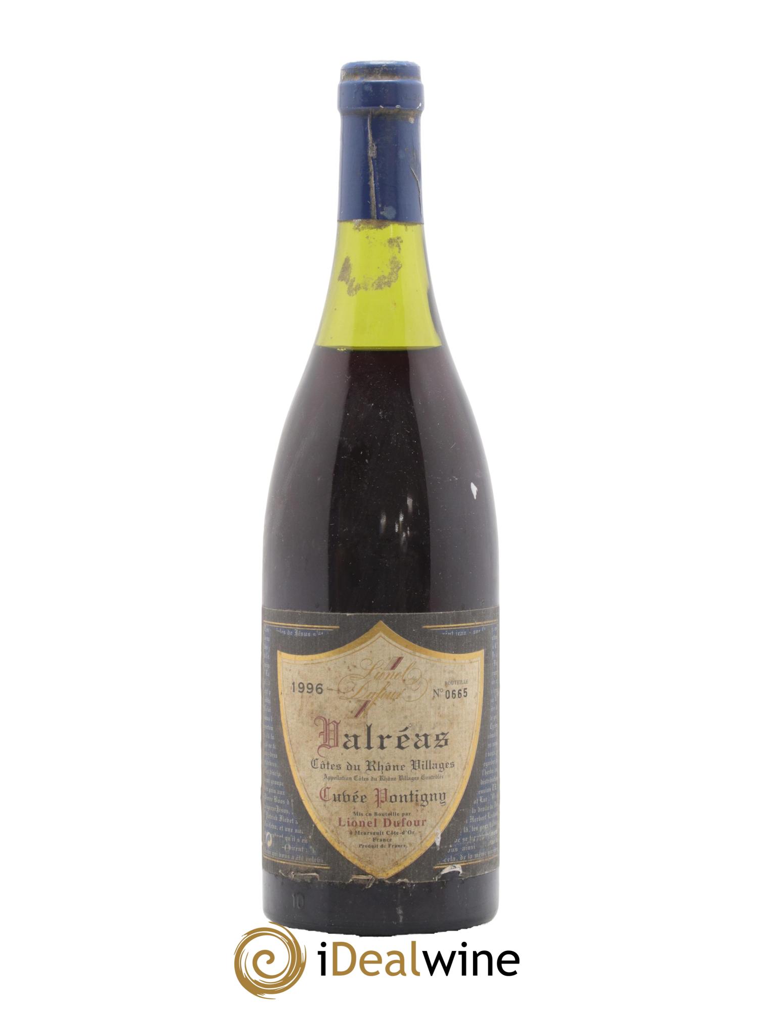 Côtes-du-Rhône Valréas Cuvée Pontigny Lionel Dufour 1996 - Lot de 1 bouteille - 0
