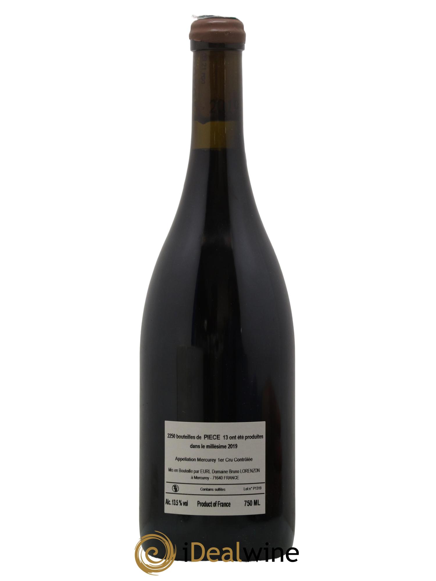 Mercurey 1er Cru Pièce 13 Bruno Lorenzon 2019 - Lot de 1 bouteille - 1