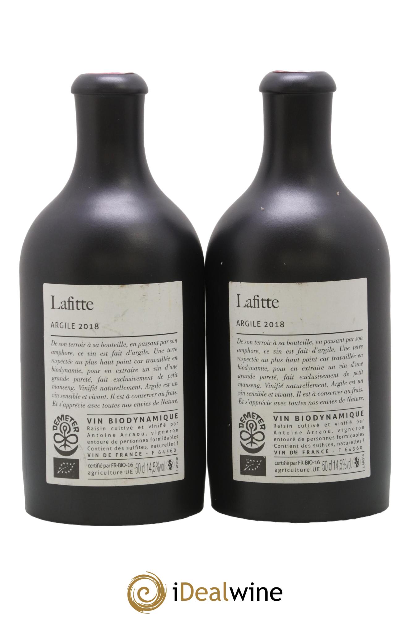 Vin de France Argile Château Lafitte 2018 - Lot de 2 format 50cls - 1
