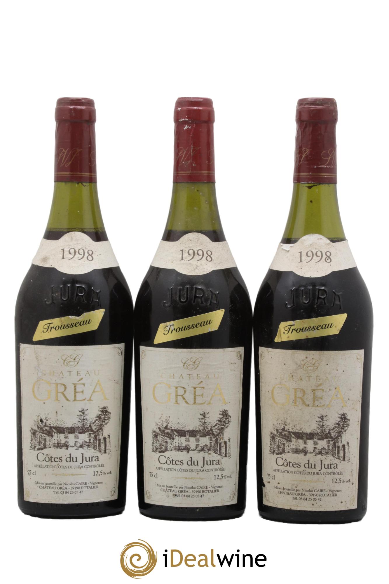 Côtes du Jura Trousseau Château Grea 1998 - Lot de 3 bouteilles - 0