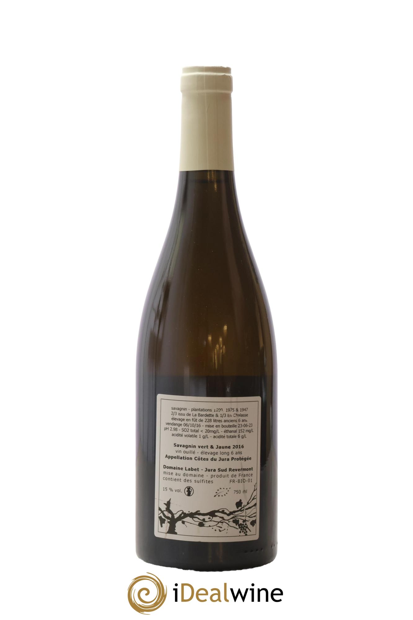 Côtes du Jura Savagnin vert & jaune élevage long Romain - Julien  - Charline Labet 2016 - Lot of 1 bottle - 1