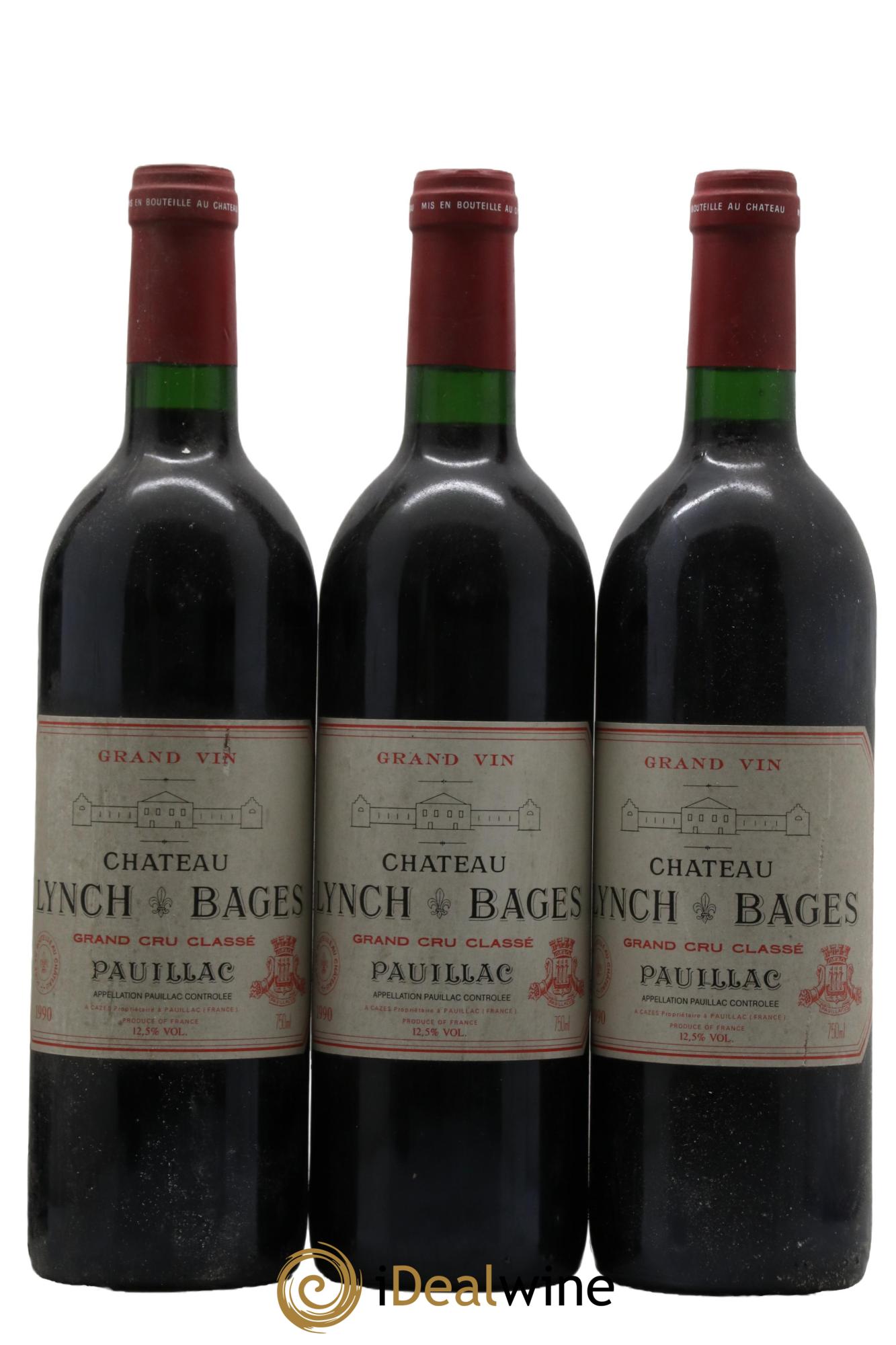 Château Lynch Bages 5ème Grand Cru Classé 1990 - Lot de 3 bouteilles - 0