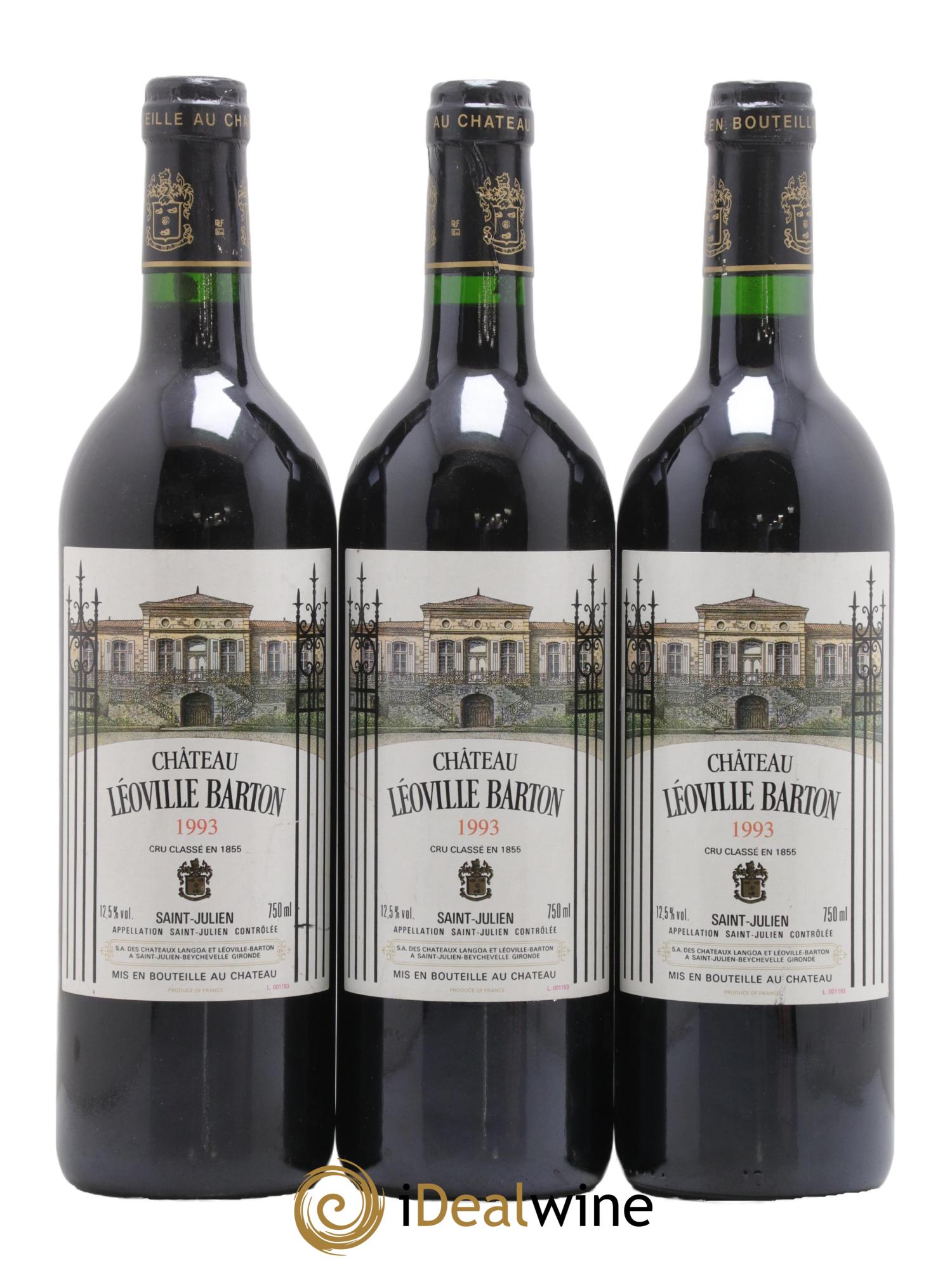 Château Léoville Barton 2ème Grand Cru Classé 1993 - Lot de 3 bouteilles - 0