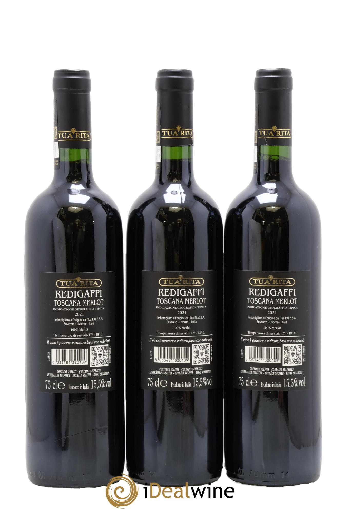 Toscana IGT Tua Rita Redigaffi 2021 - Lot de 3 bouteilles - 1
