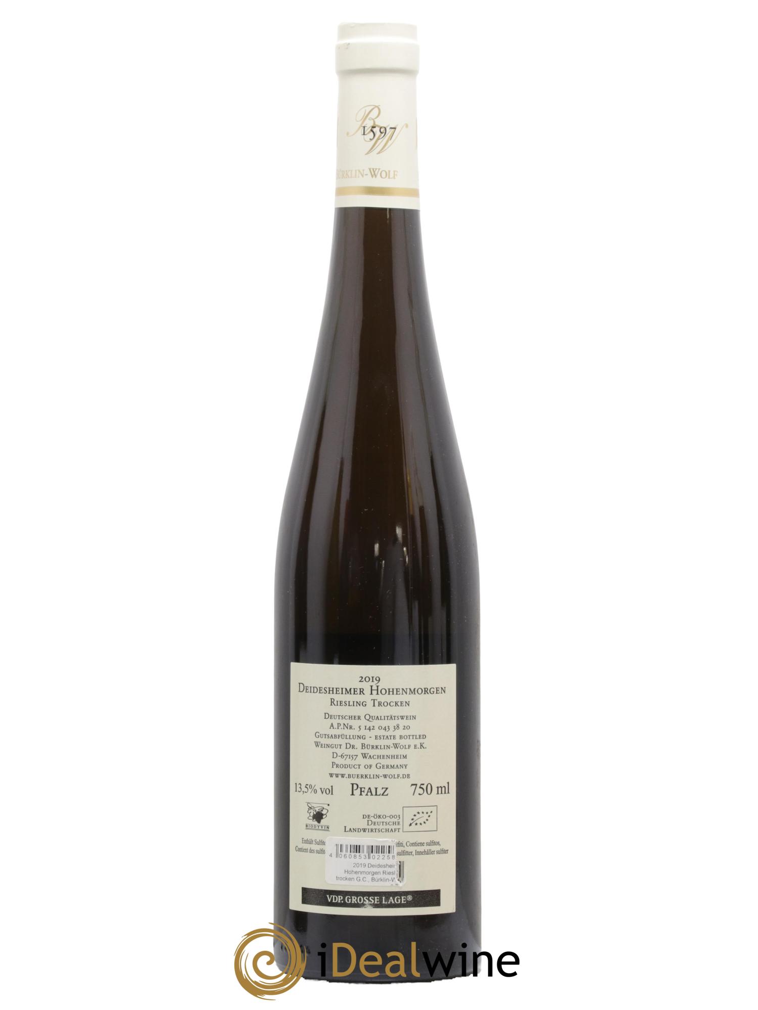 Allemagne Pfalz Deidesheimer Hohenmorgen Riesling Weiss Dr. Bürklin-Wolf 2019 - Lotto di 1 bottiglia - 1