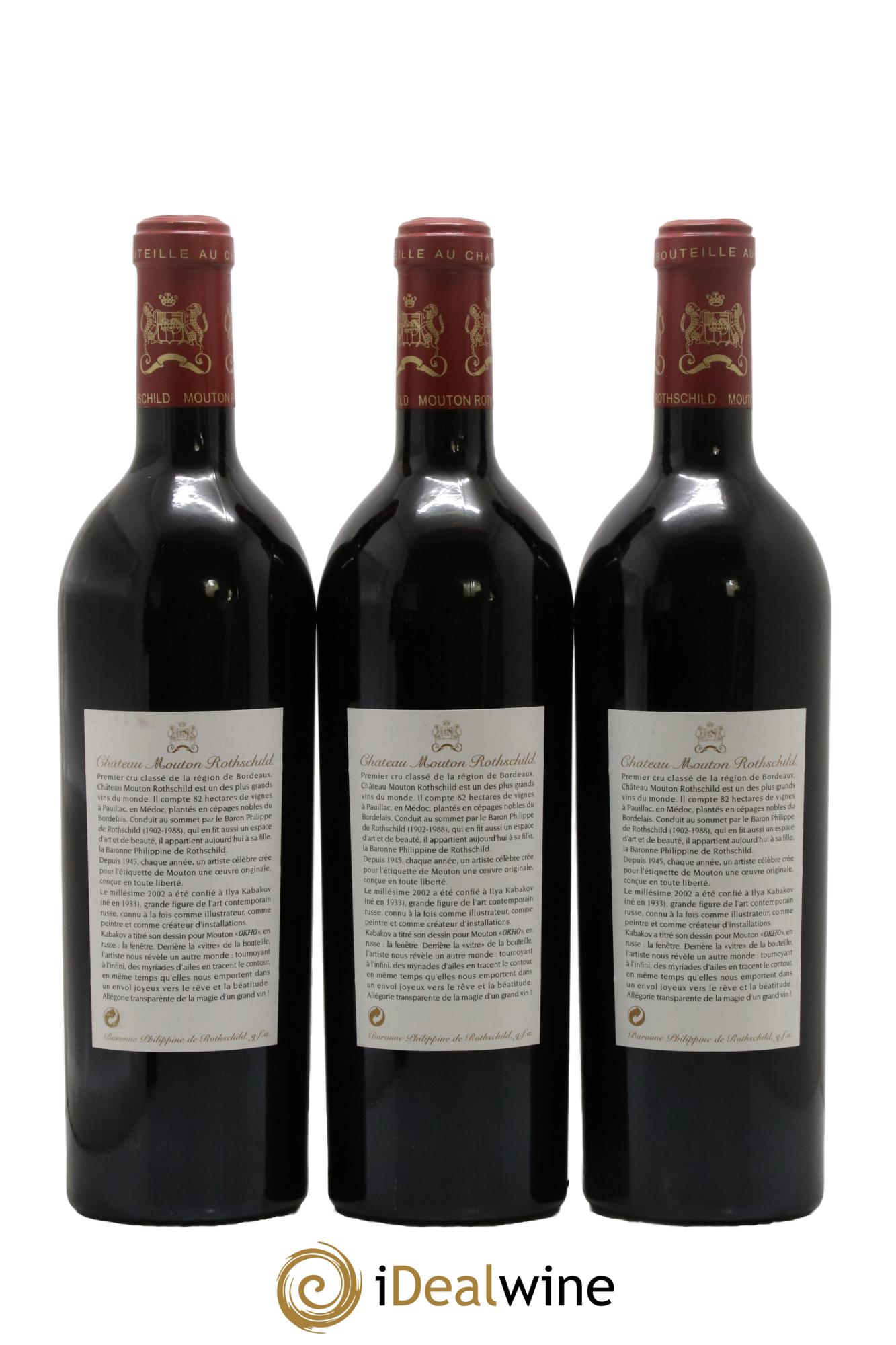Château Mouton Rothschild 1er Grand Cru Classé 2002 - Lot of 3 bottles - 1