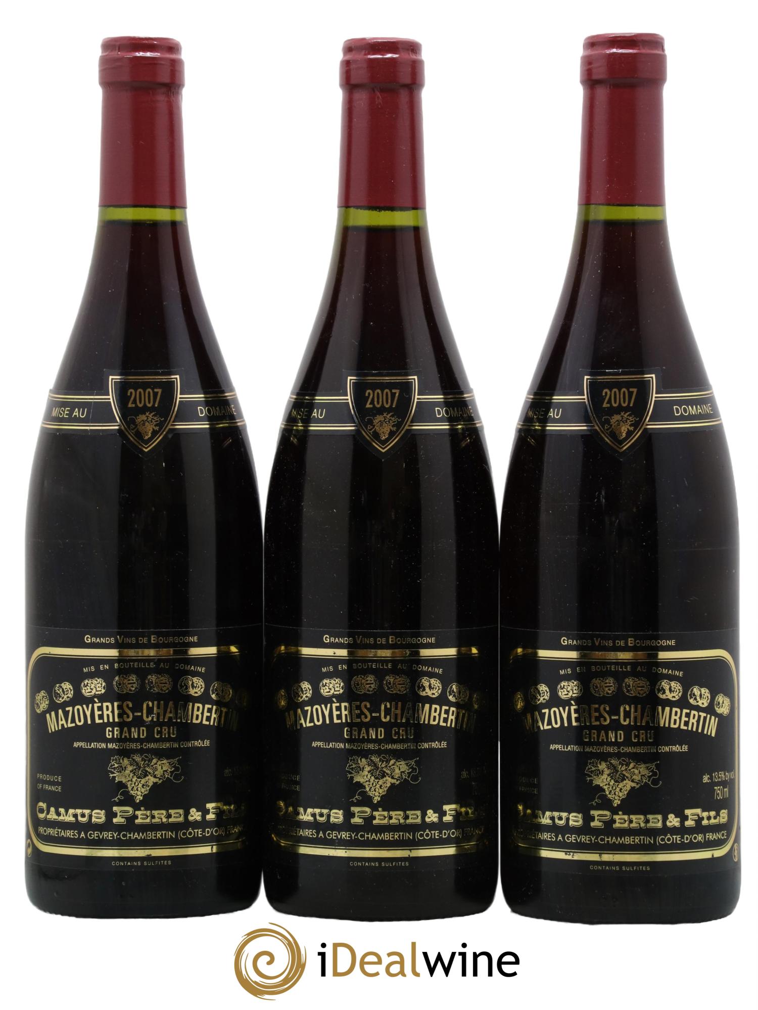 Mazoyères-Chambertin Grand Cru Camus Père et Fils (Domaine) 2007 - Lot de 3 bouteilles - 0