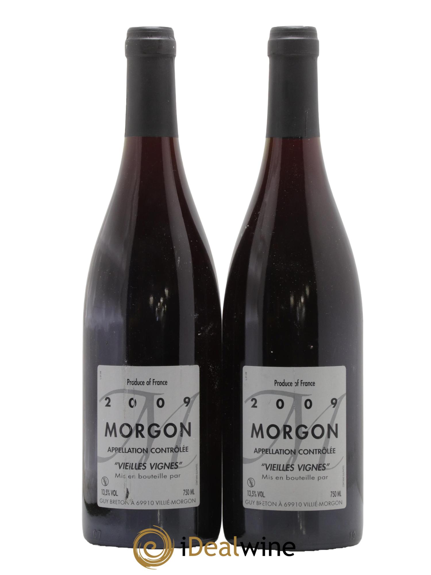 Morgon Vieilles Vignes Guy Breton 2009 - Lot of 2 bottles - 0