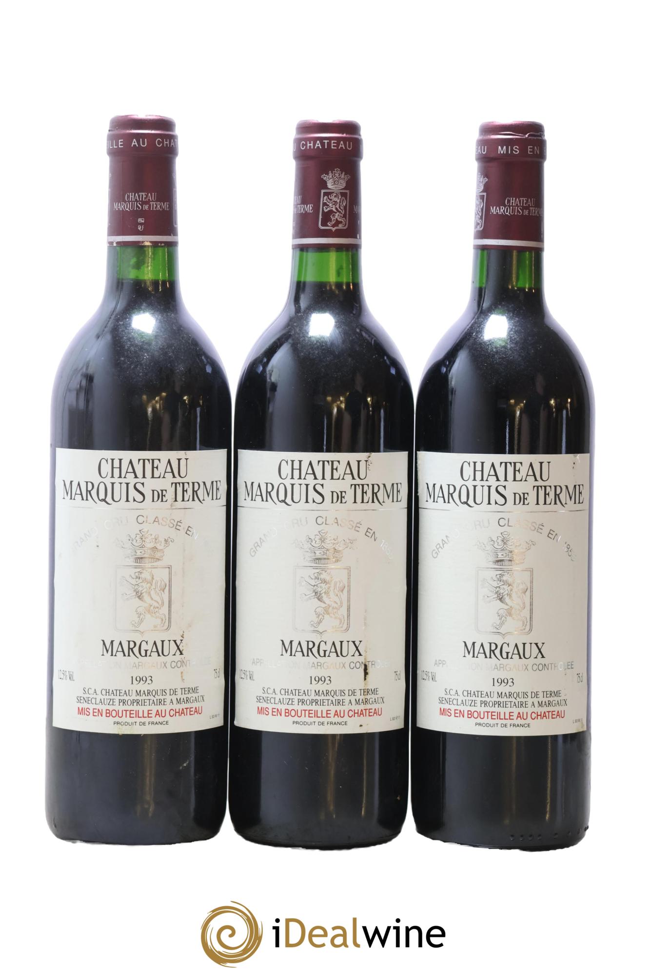 Château Marquis de Terme 4ème Grand Cru Classé 1993 - Posten von 3 Flaschen - 0