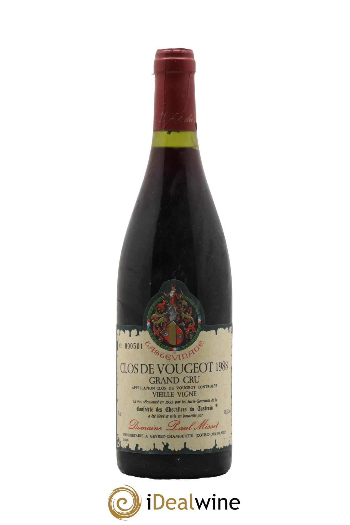 Clos de Vougeot Grand Cru Vieilles Vignes Domaine Paul Misset 1988 - Lot de 1 bouteille - 1