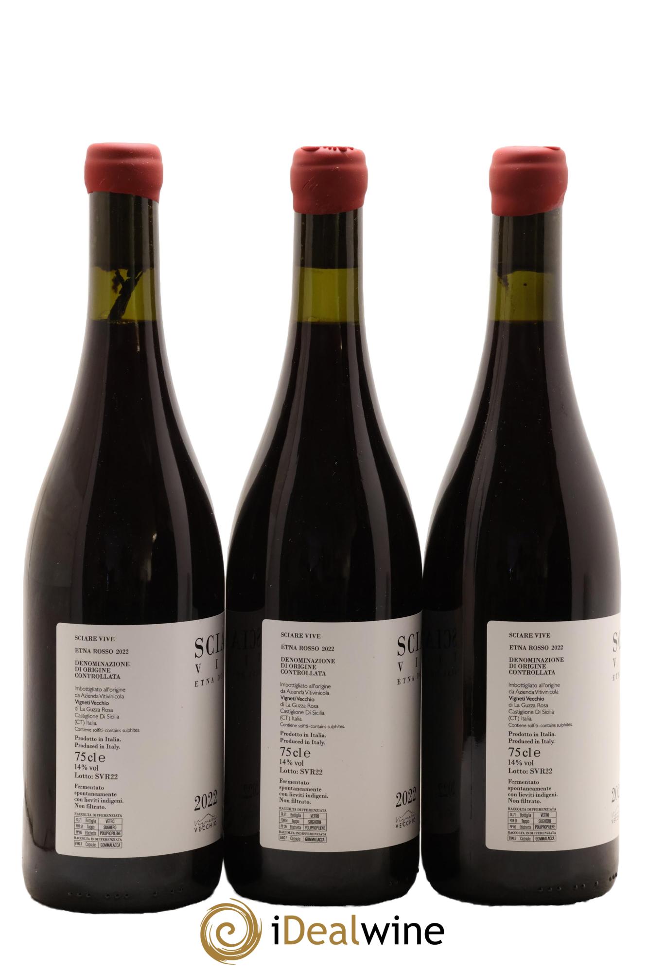 Italie Etna Rosso DOC Sciare Vive Vigneti Vecchio 2022 - Lot de 3 bouteilles - 1