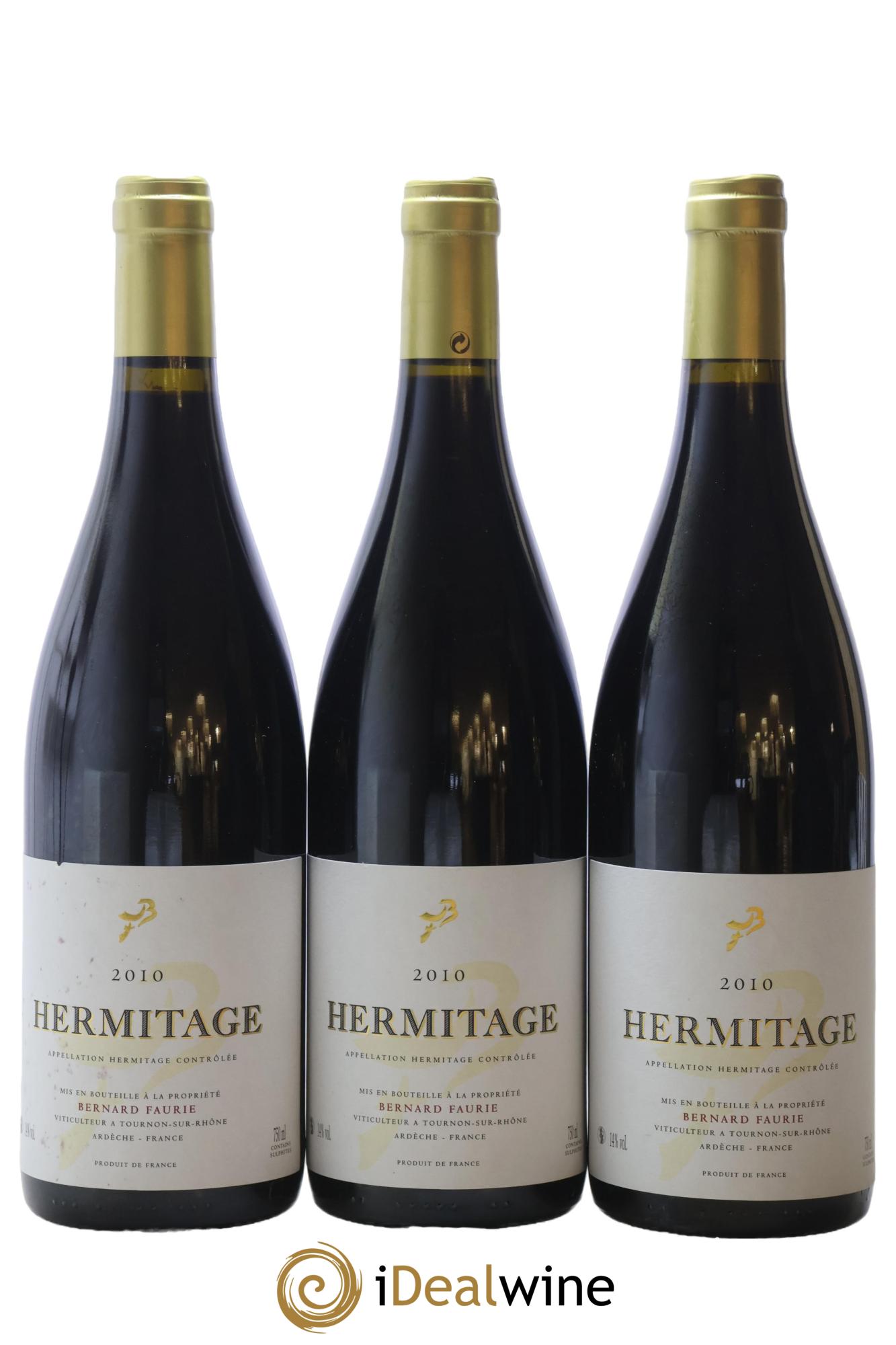 Hermitage Bessards Méal (capsule dorée) Bernard Faurie 2010 - Lot of 3 bottles - 0