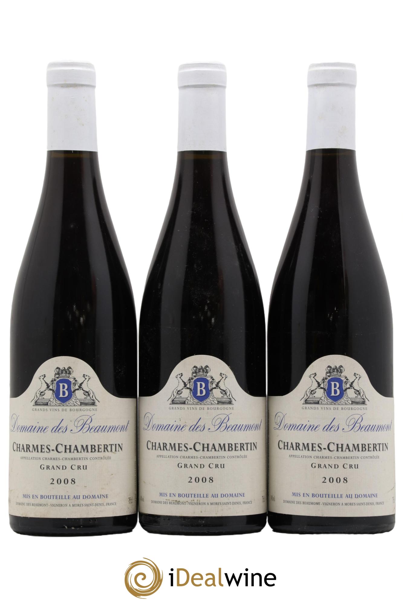 Charmes-Chambertin Grand Cru Domaine des Beaumont 2008 - Lot de 3 bouteilles - 0