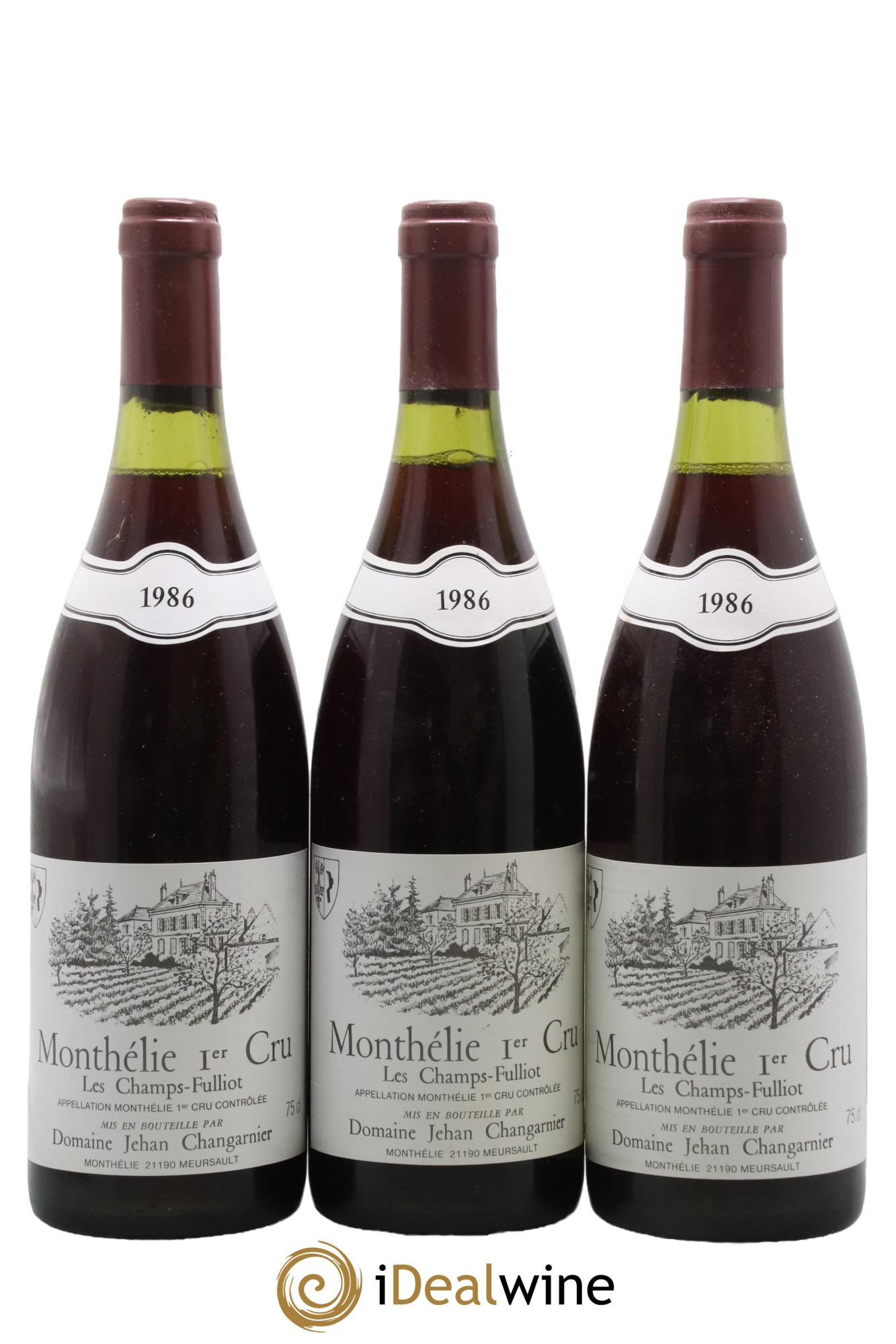 Monthélie 1er Cru Les Champs Fulliot Domaine Changarnier 1986 - Lot de 3 bouteilles - 0