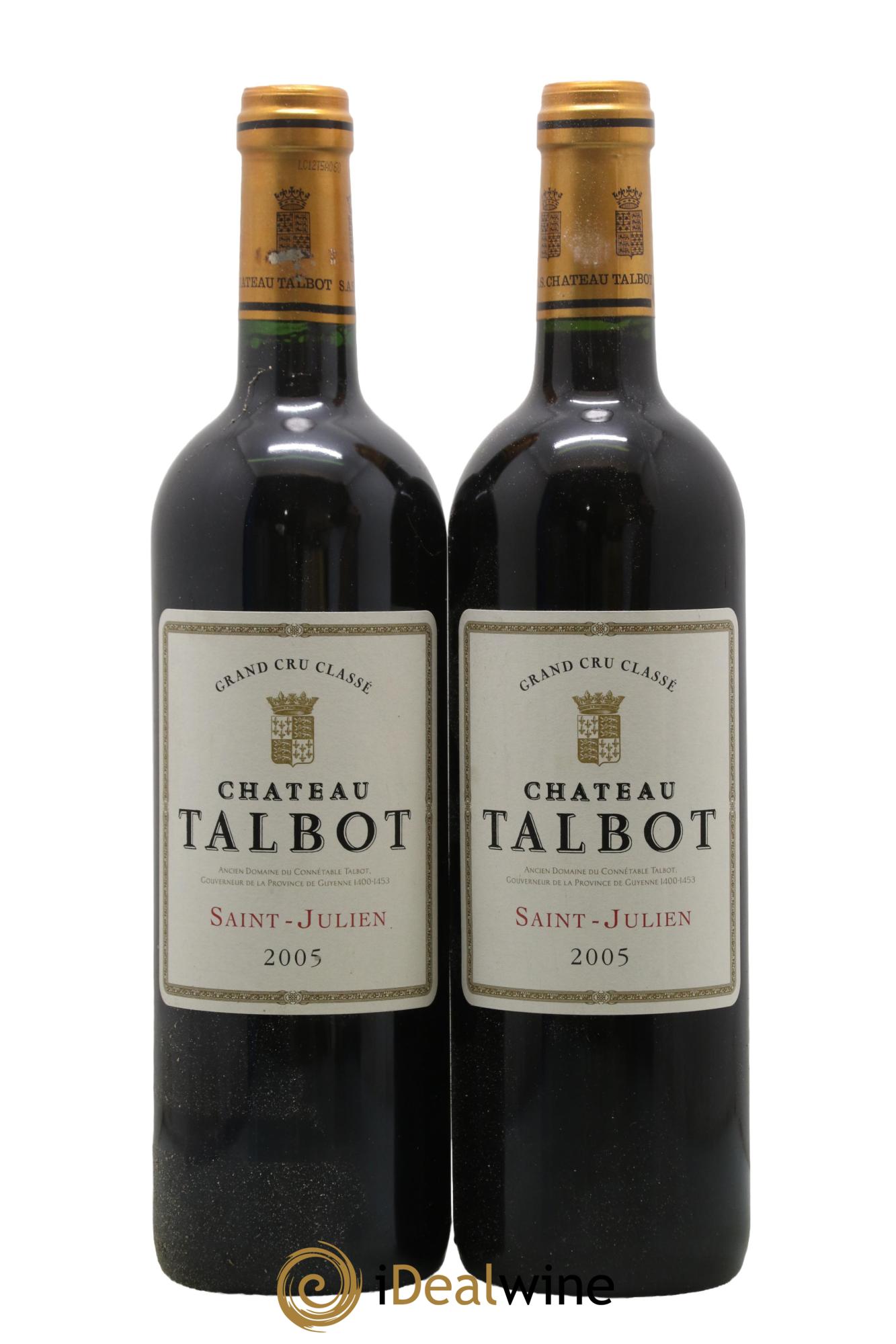 Château Talbot 4ème Grand Cru Classé 2005 - Lotto di 2 bottiglie - 0