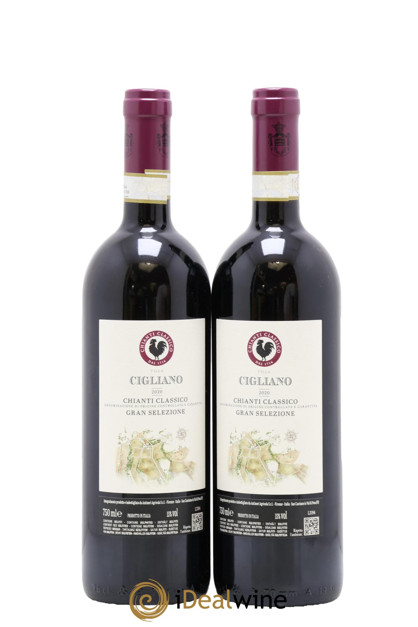 Chianti Classico DOCG Gran Selezione Cigliano Antinori 2020 - Lot de 2 bouteilles - 1