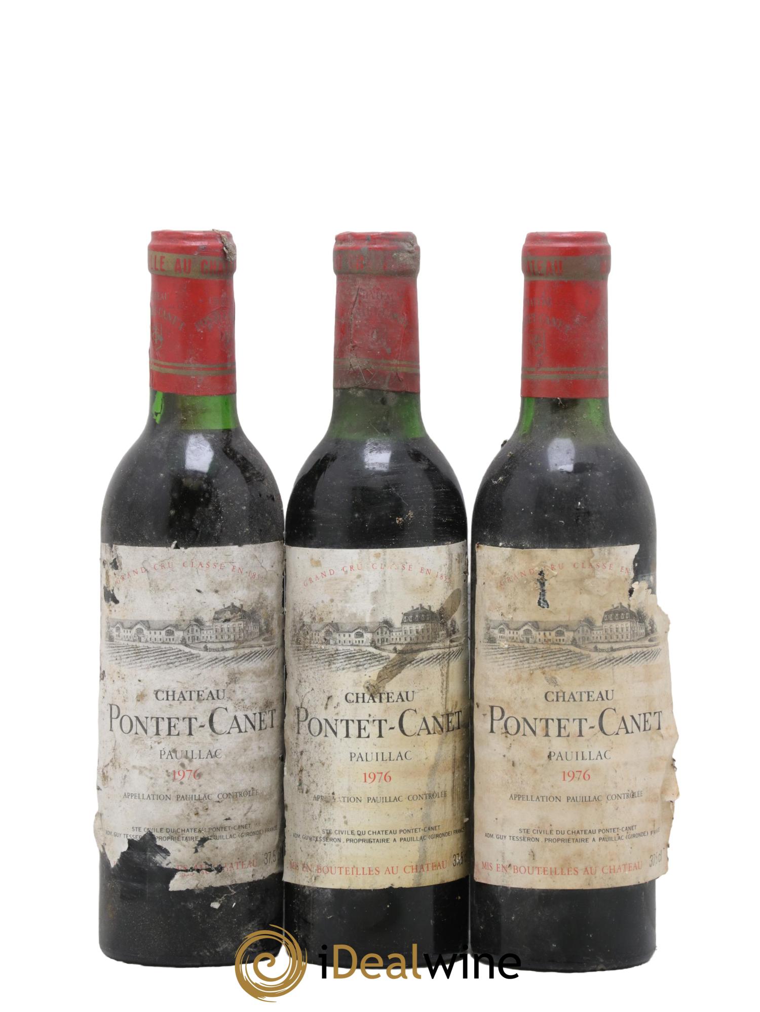 Château Pontet Canet 5ème Grand Cru Classé 1976 - Lot of 3 half-bottles - 0