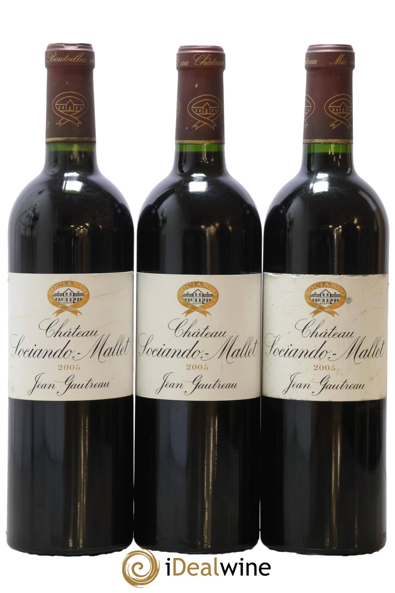 Château Sociando Mallet 2005 - Lot de 3 bouteilles - 0