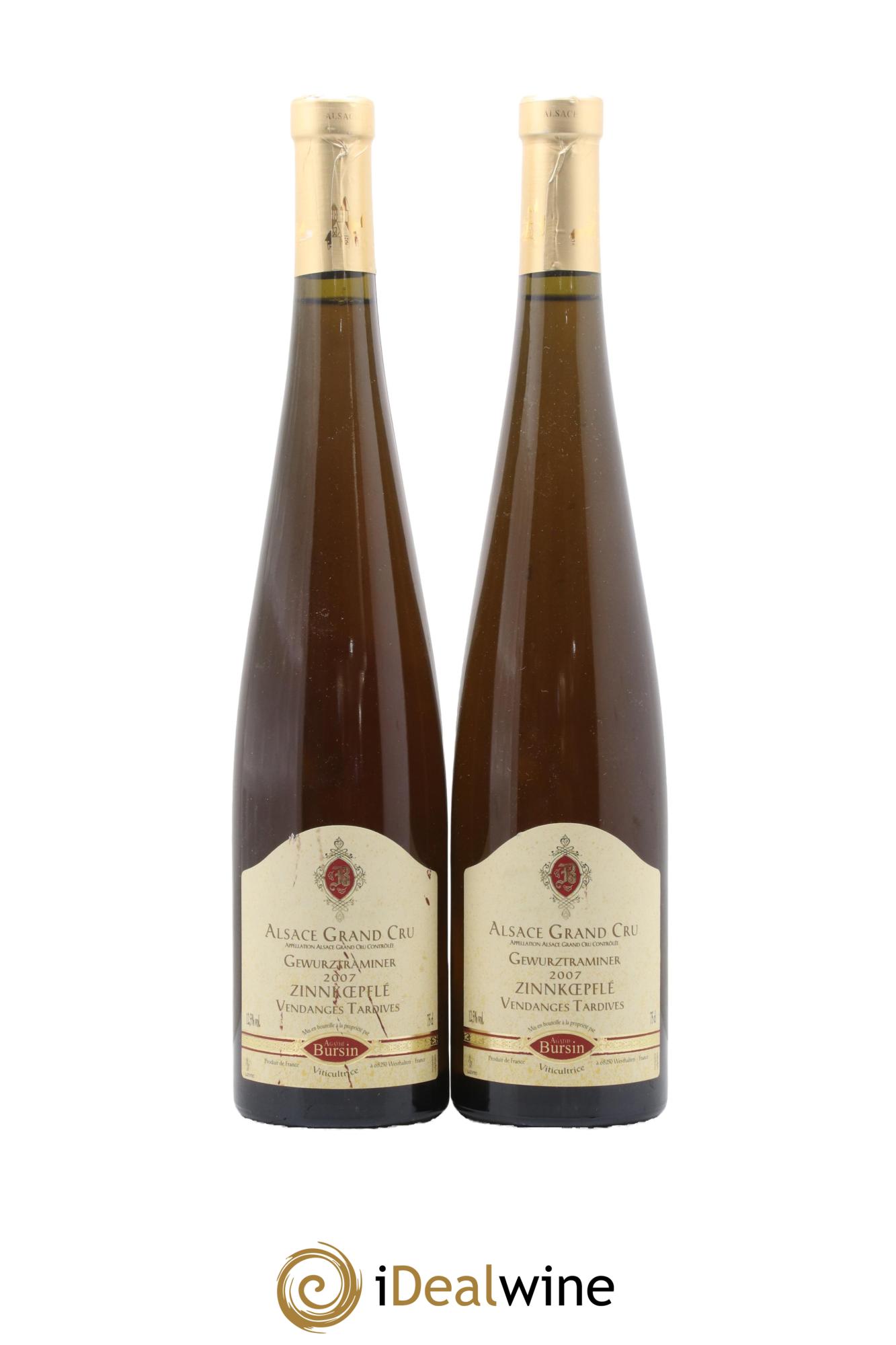 Alsace Gewurztraminer Grand Cru Zinnkoepflé Vendanges Tardives Agathe Bursin 2007 - Posten von 2 Flaschen - 0