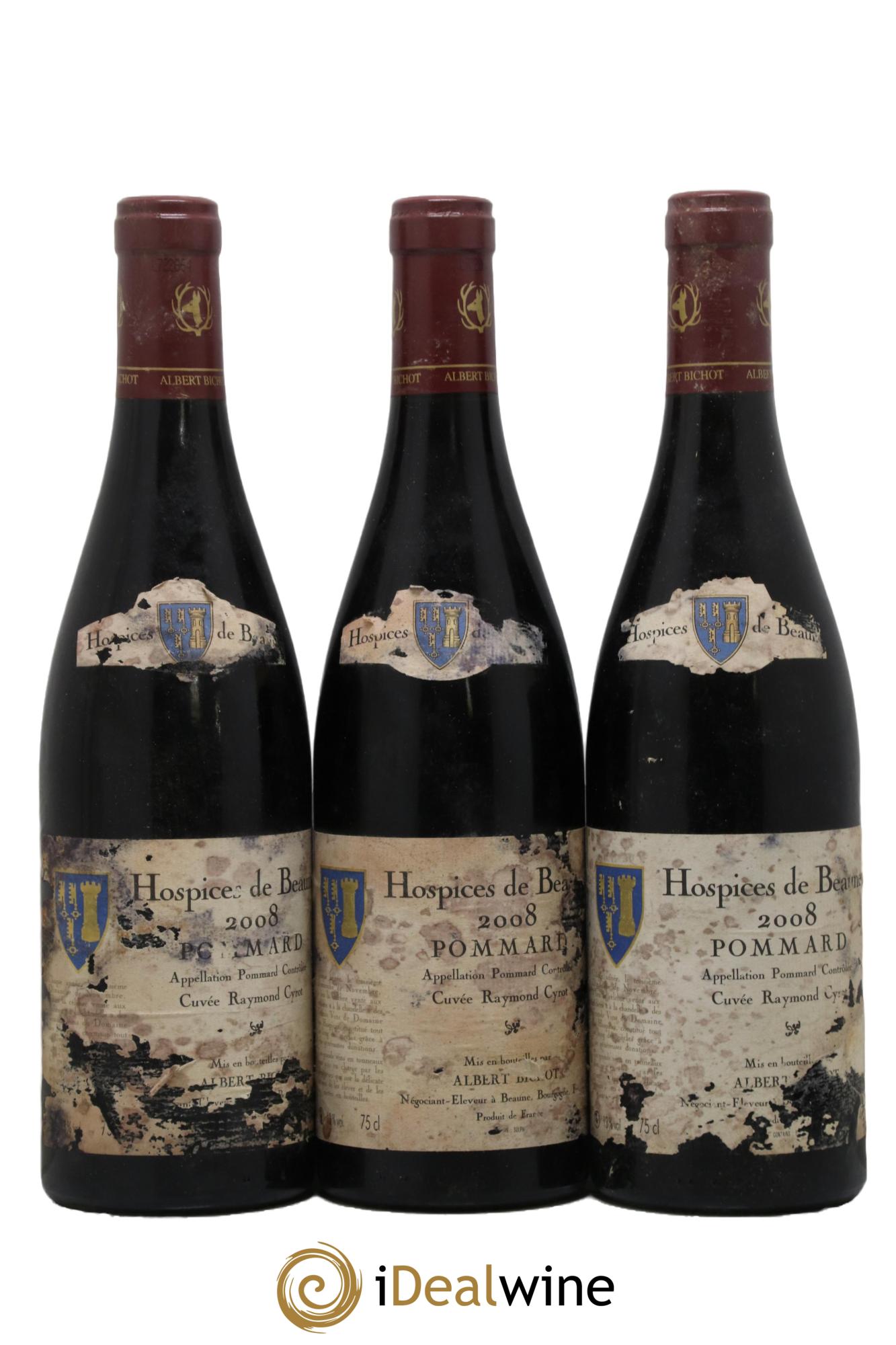 Pommard Cuvée Raymond Cyrot Albert Bichot Hospices de Beaune 2008 - Lot of 3 bottles - 0