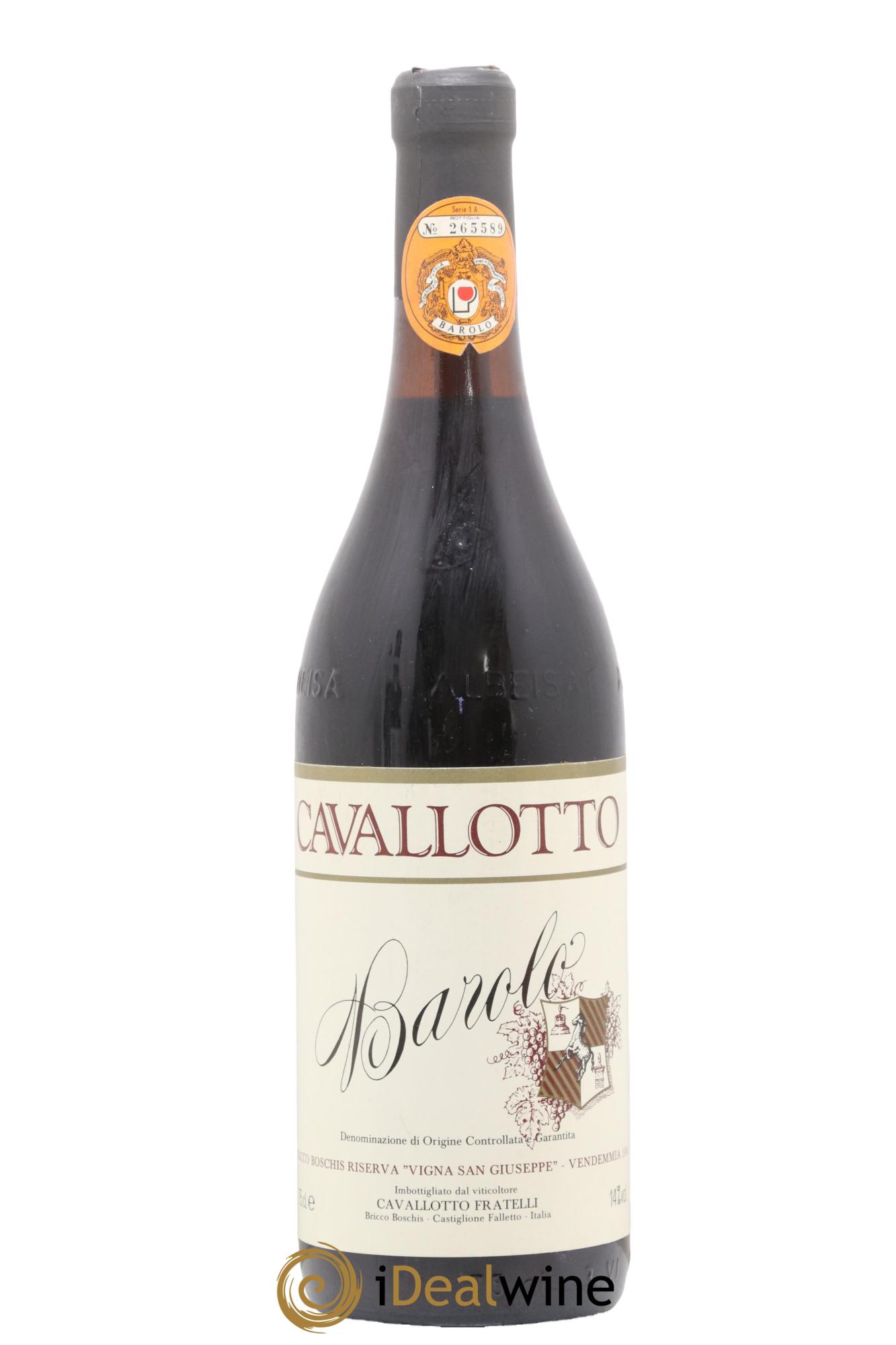 Barolo DOCG Riserva Bricco Boschis Vigna San Giuseppe Cavallotto 1981 - Posten von 1 Flasche - 0