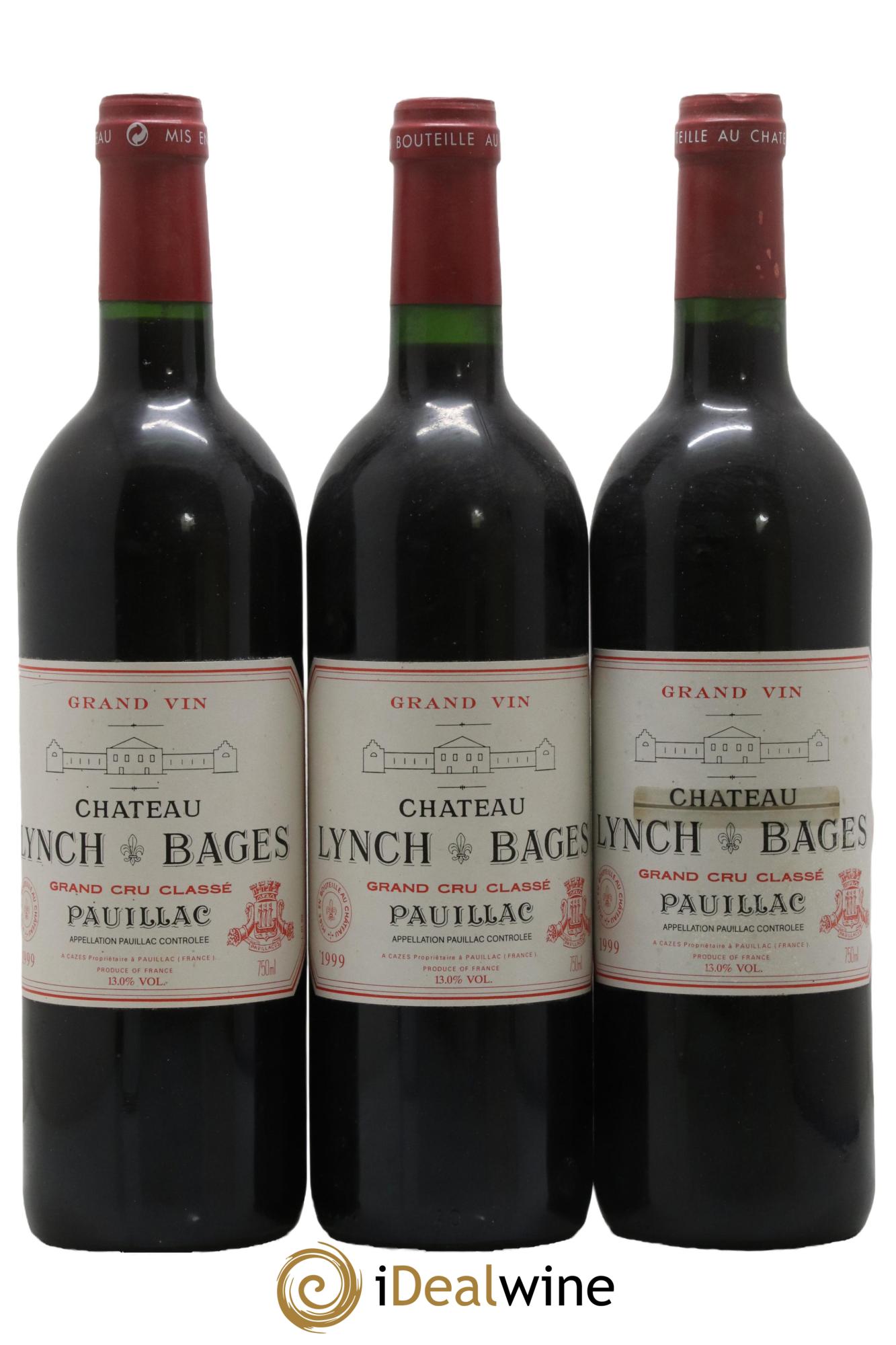 Château Lynch Bages 5ème Grand Cru Classé 1999 - Lot de 3 bouteilles - 0