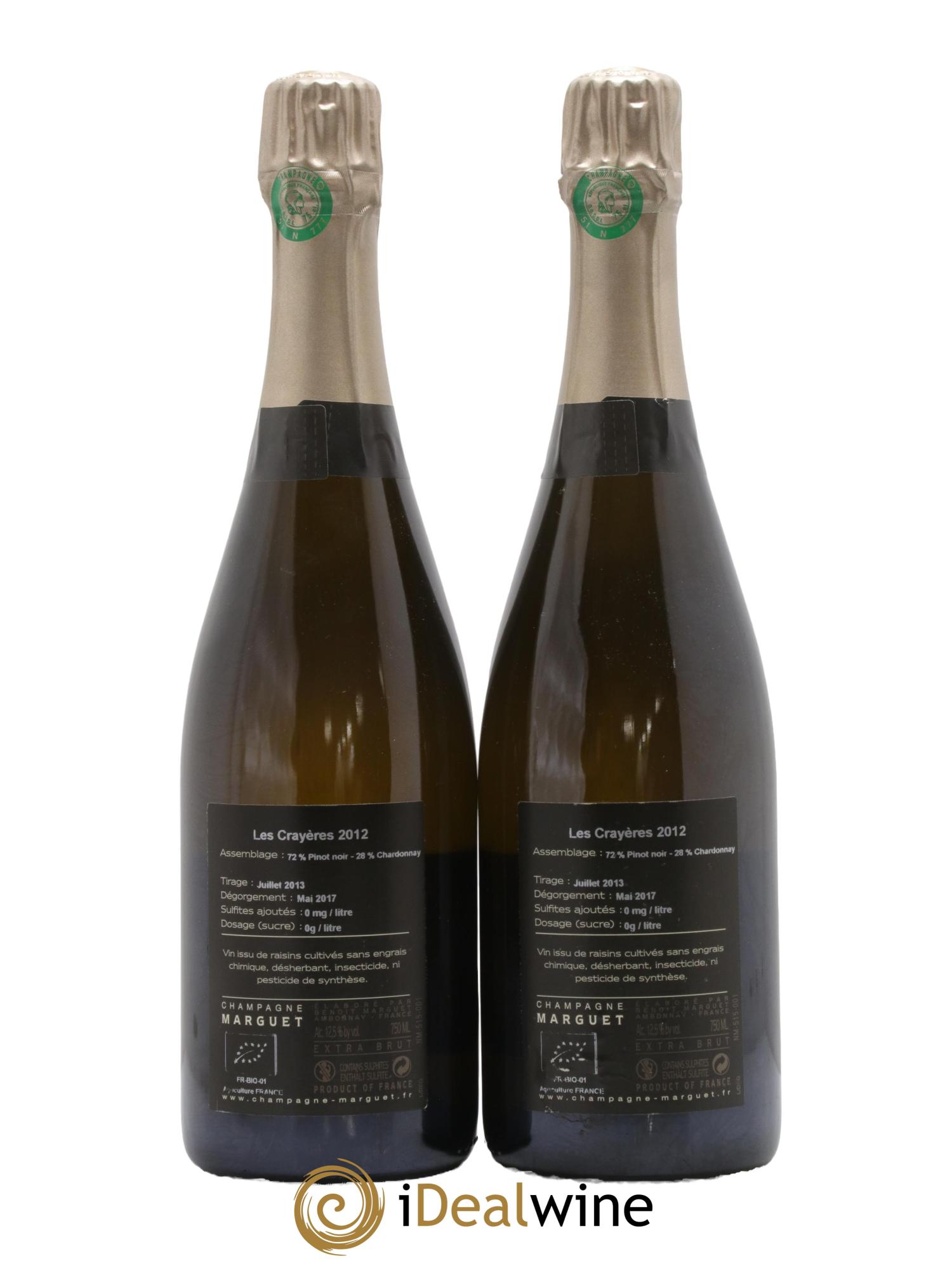 Les Crayères Grand Cru Brut Nature Marguet 2012 - Lotto di 2 bottiglie - 1