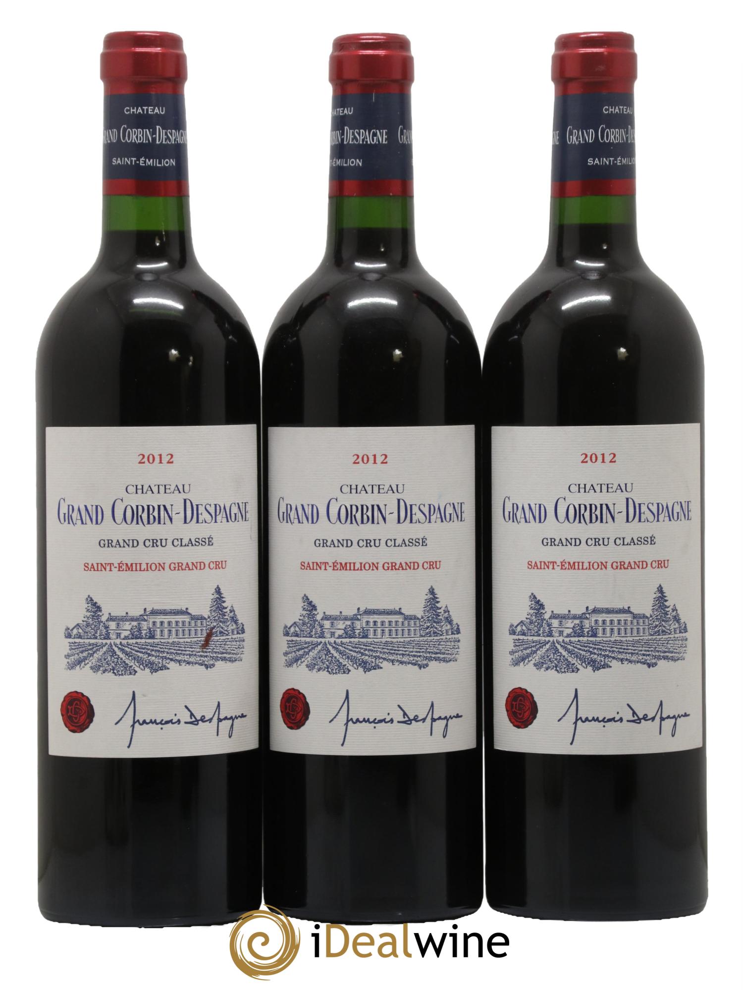 Château Grand Corbin Despagne Grand Cru Classé 2012 - Lot de 3 bouteilles - 0