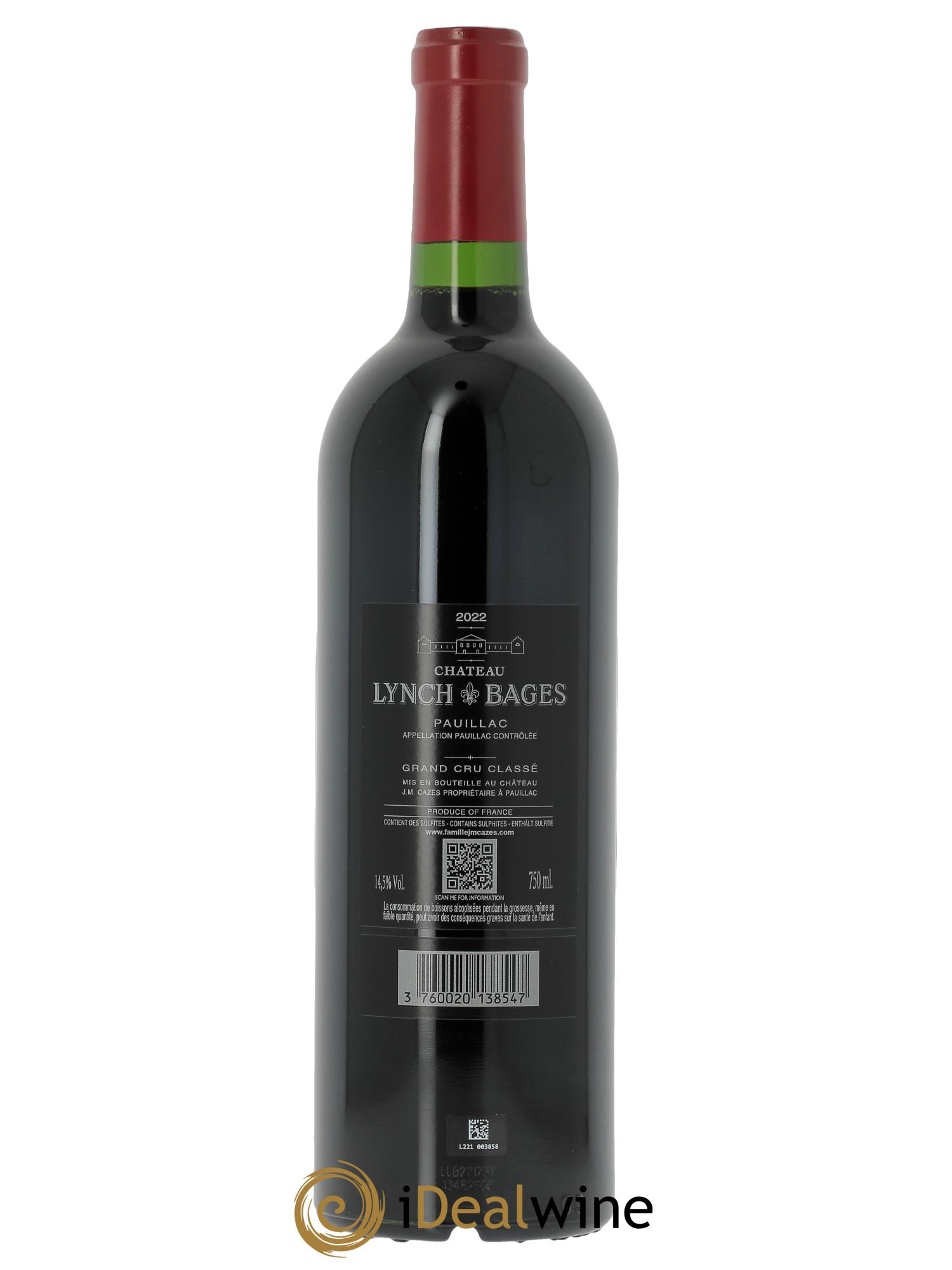 Château Lynch Bages 5ème Grand Cru Classé  2022 - Lot de 1 bouteille - 1