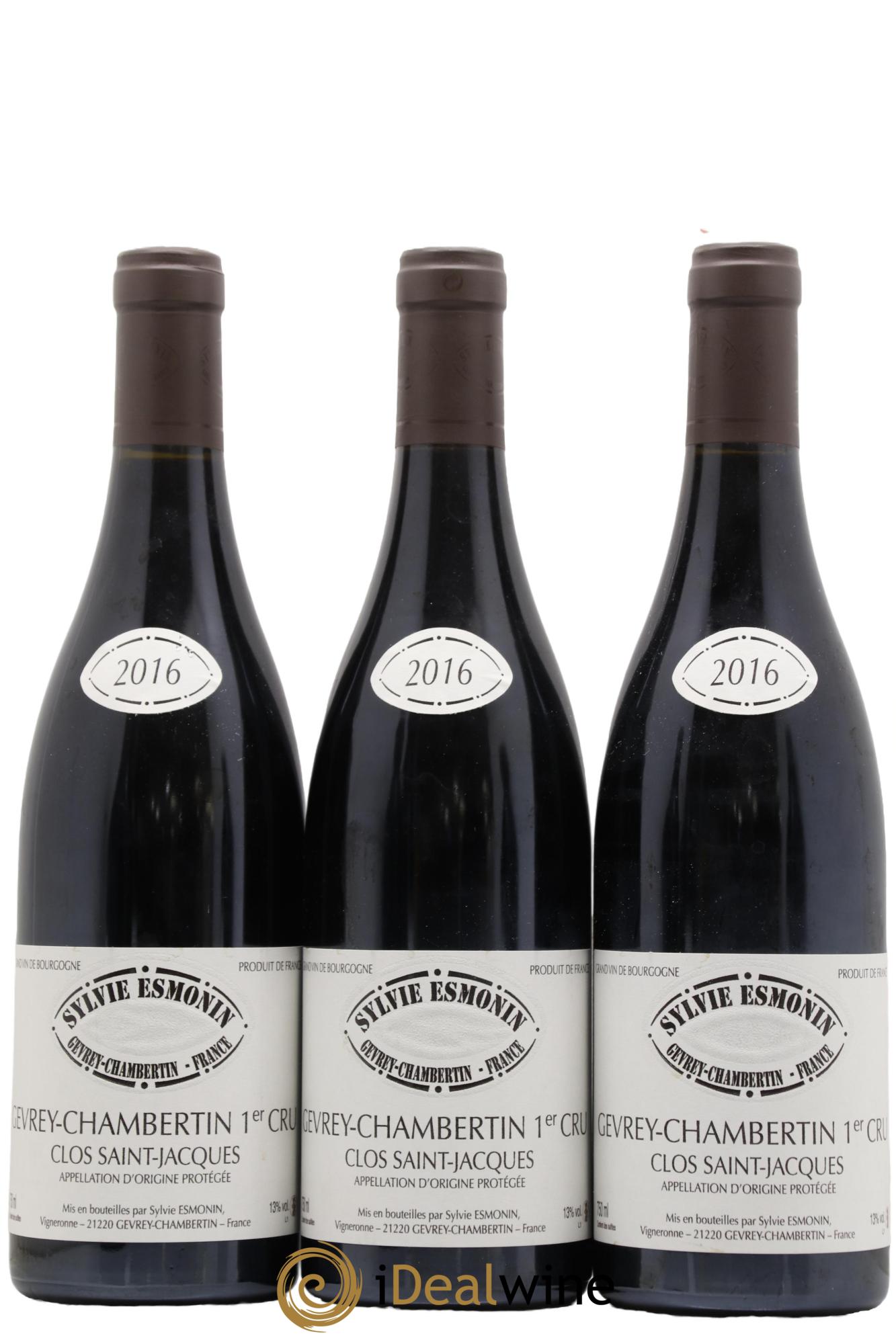 Gevrey-Chambertin 1er Cru Clos Saint Jacques Sylvie Esmonin 2016 - Lot de 3 bouteilles - 0